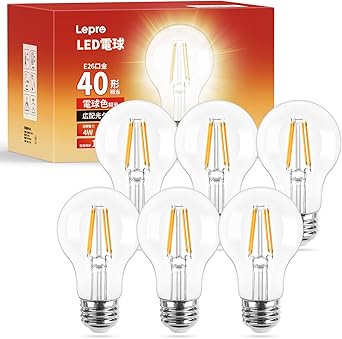 Amazon Lepro Led電球 E26 40w形相当 フィラメント電球 Led 電球色 4w 2700k 一般電球形 470lm クリアタイプ 非調光 レトロ電球 雰囲気 アンティーク風 おしゃれ 省エネ Pse認証済み シーリング ペンダント スタンド ブラケットなど適用 インテリア 装飾用 玄関 階段 Amazon Lepro Led電球 E26 40w形相当 フィラメント電球 Led 電球色 4w 2700k 一般電球形 470lm クリアタイプ 非調光 レトロ電球 雰囲気 アンティーク風 おしゃれ 省エネ Pse認証済み シーリング ペンダント スタンド ブラケットなど適用 インテリア 装飾用 玄関 階段