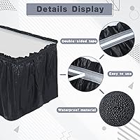 Vista 3 de Tegeme 8 faldas de mesa de plástico negro para mesas rectangulares, 14 x 29 pulgadas, faldón de mesa desechable con volantes con tira adhesiva