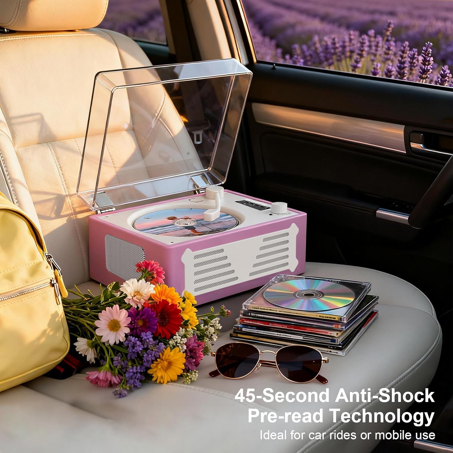 Retro CD Player with Bluetooth in&Out Portable Music Player for Relaxing Anywhere,Auto Power Off,USB,AUX,Headphone Jack,Vintage CD Player for Music Lovers,Birthday Gifts for Women/Men-Purple