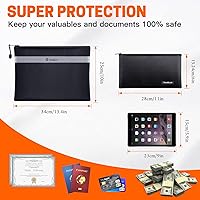 Vista 3 de Andyer Bolsa de documentos ignífuga con bolsa de dinero, paquete de 2 unidades de 13.4 x 10 pulgadas y 11 x 6 pulgadas, bolsa impermeable ignífuga