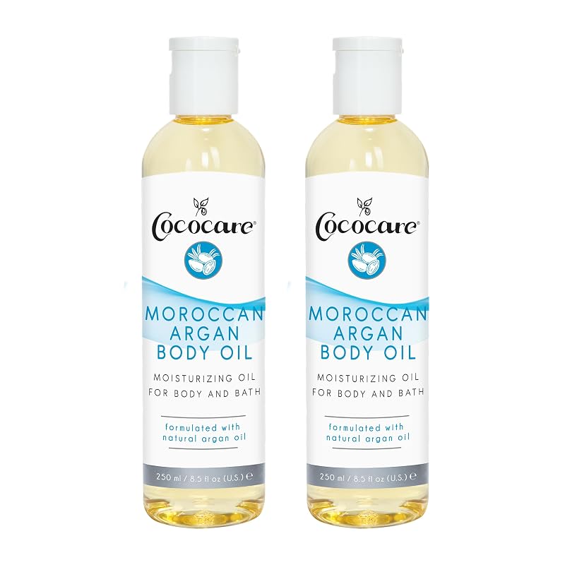 Óleo corporal marroquino de argan COCOCARE com vitamina E, 2 frascos de 251 mL
