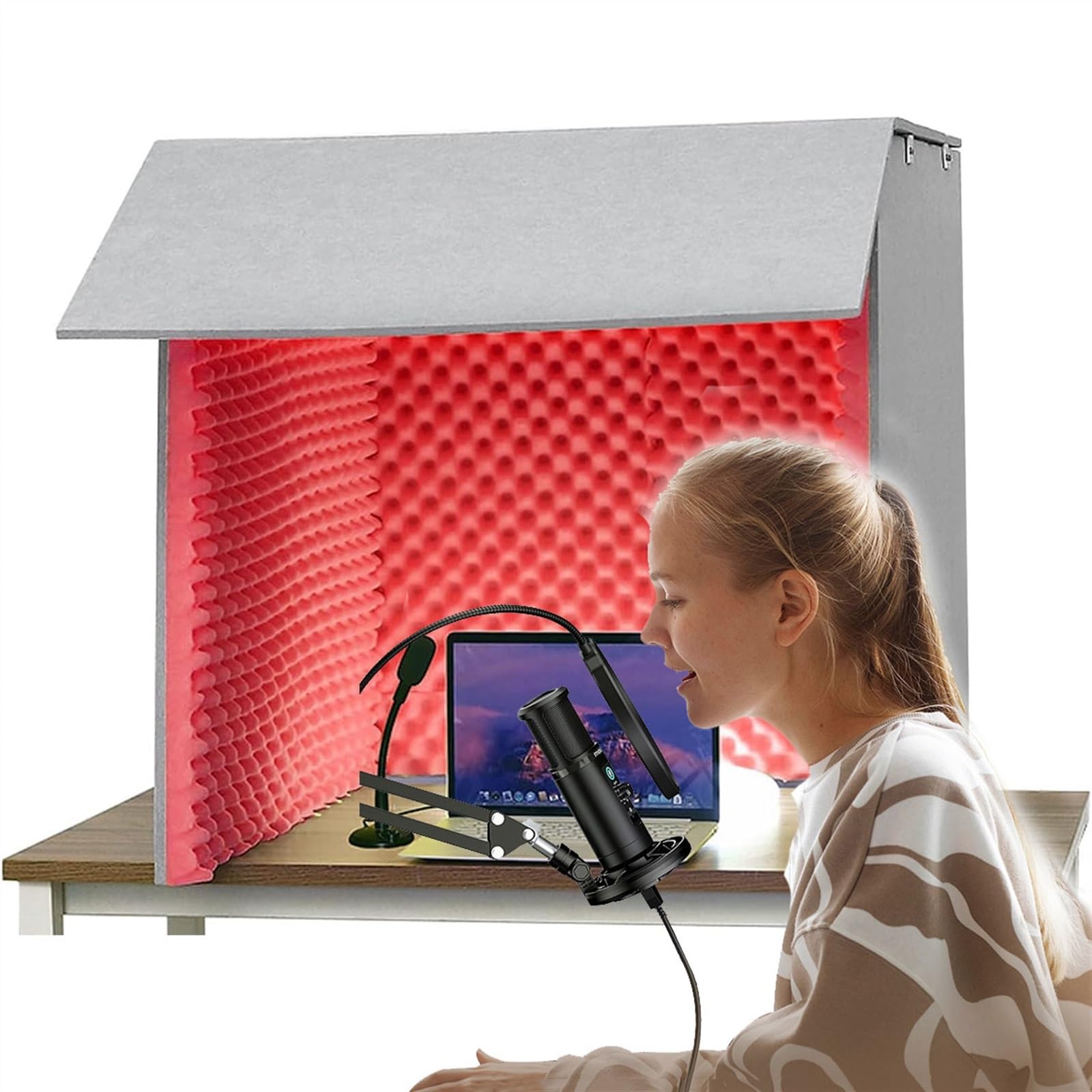 Cabine d'enregistrement vocale portable avec isolation acoustique de bureau