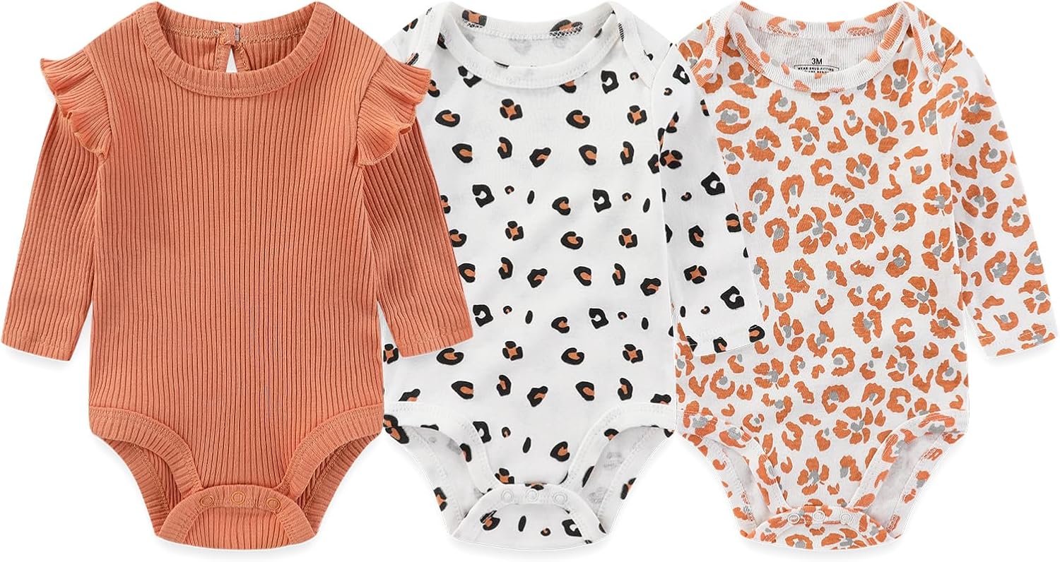 Baby Long Sleeve Bodysuits Set Cotton Infant Boy Girl Clothes Outfit