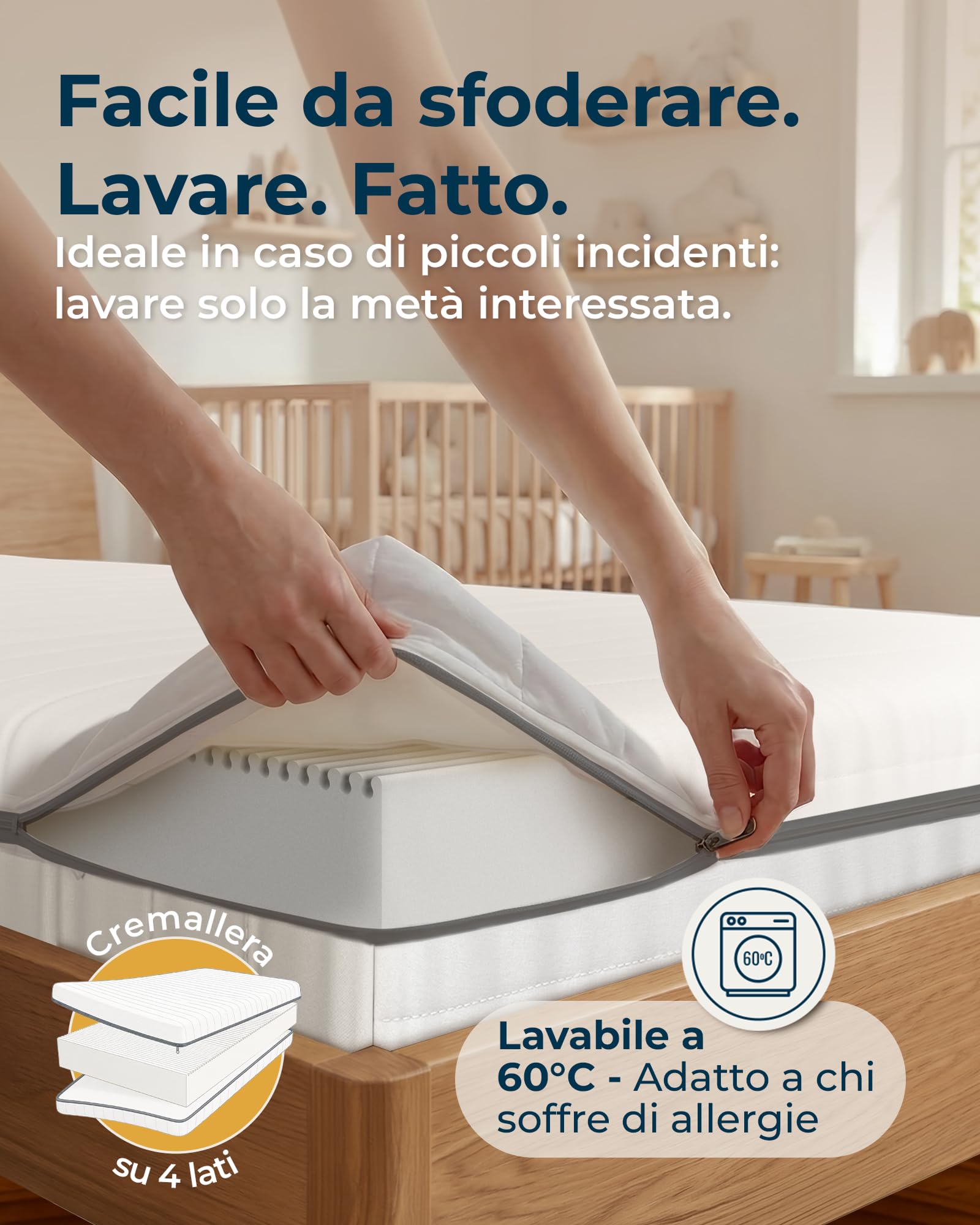 sun garden Materasso Bambini 120x200cm, Sistema 2in1 Evolutivo 3-12 Anni | Schiuma Comfort 15cm RG28 per Lettini e Letti Ragazzi, Certificato Oeko-Tex e Dermatest Ottimo, Prodotto in Europa
