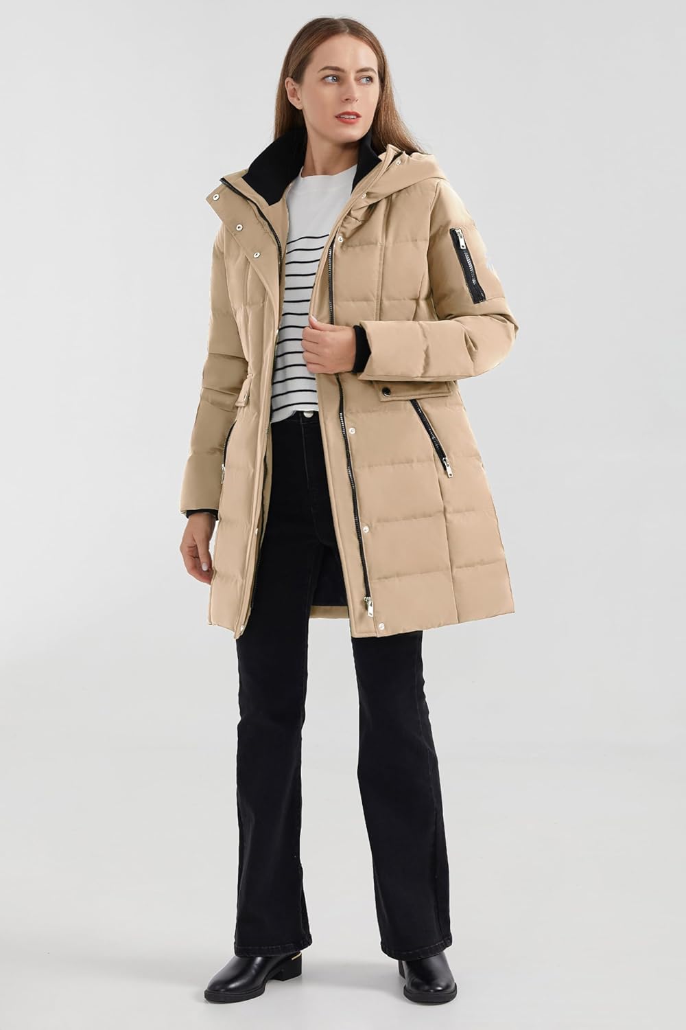 Orolay Women's Hooded Winter Down Coat Quilted Mid Length Puffer Jacket - Image 4