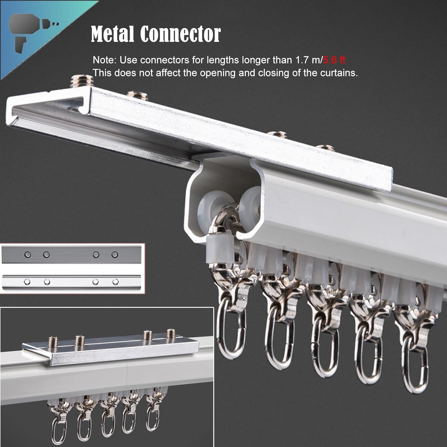 Ceiling Curtain Track,Heavy Duty Curtain Track Wall Mount-Aluminum Room Divider Rod With Metal Rollers,1-5M Adjustable Length For Bedroom&Office Privacy,White Ceiling Or,White Ceiling Mount-3.9m/13f