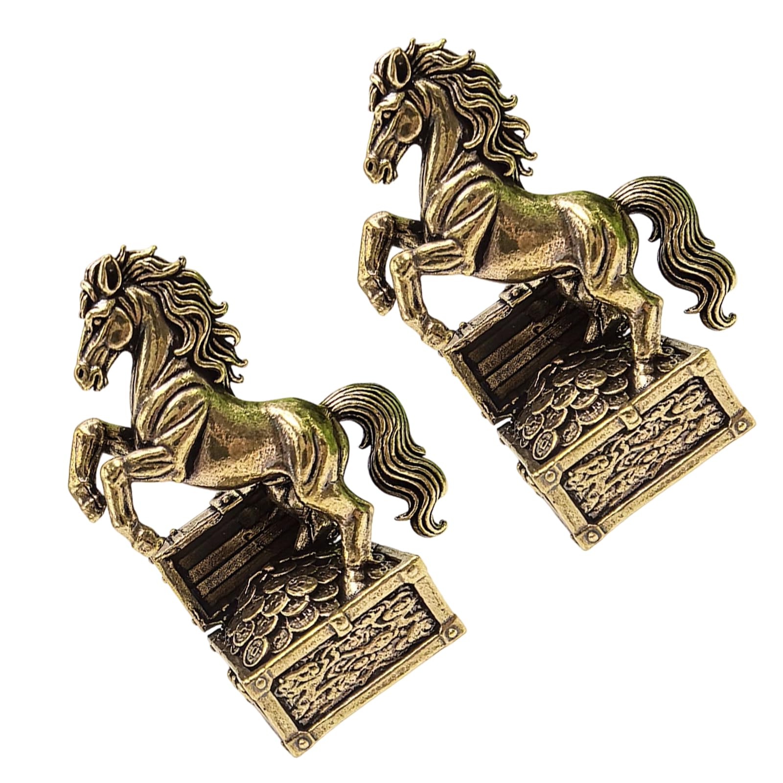 Kaeltsyn Chinese Metal Horse with Treasure Box Statue Precisions Symbolizing Smooth Fortunes for Home Decors Lucky Gift