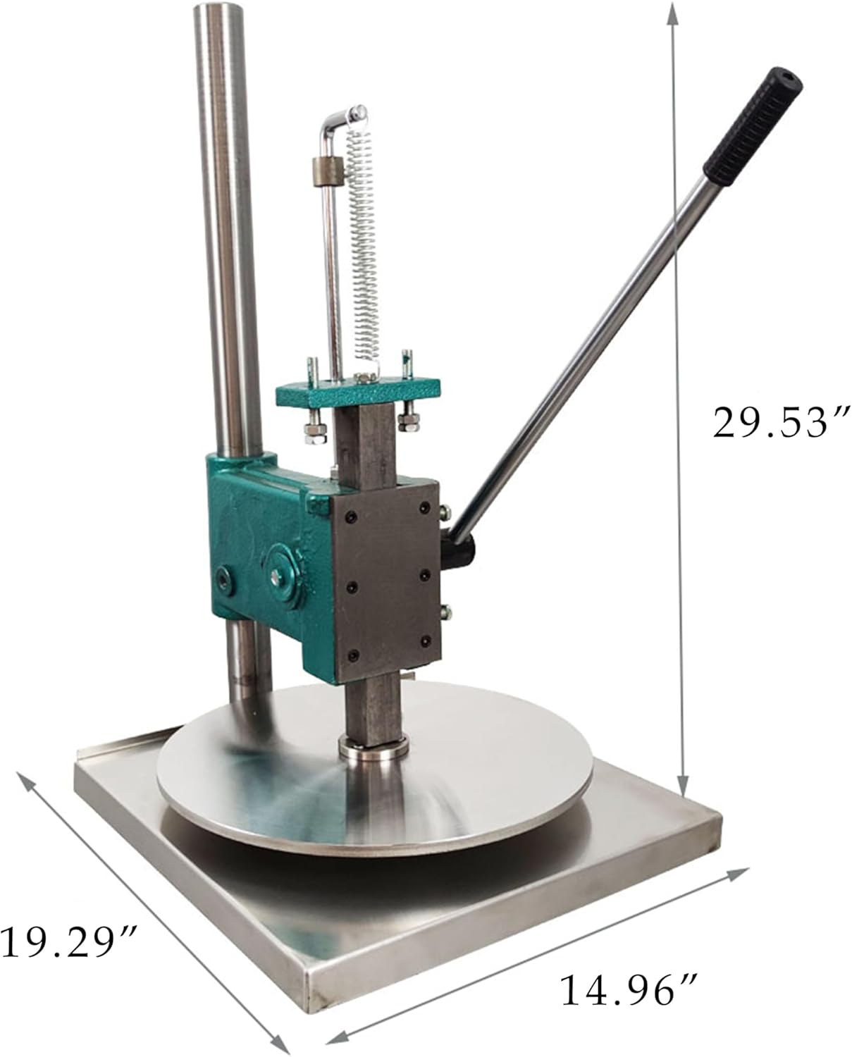 Manual Pizzeria Dough Pastry Presser Stainless Steel Metal Plate Press Tool 14 inch for Pizza Crusts Adjustable Height Molder for Home Commercial Use