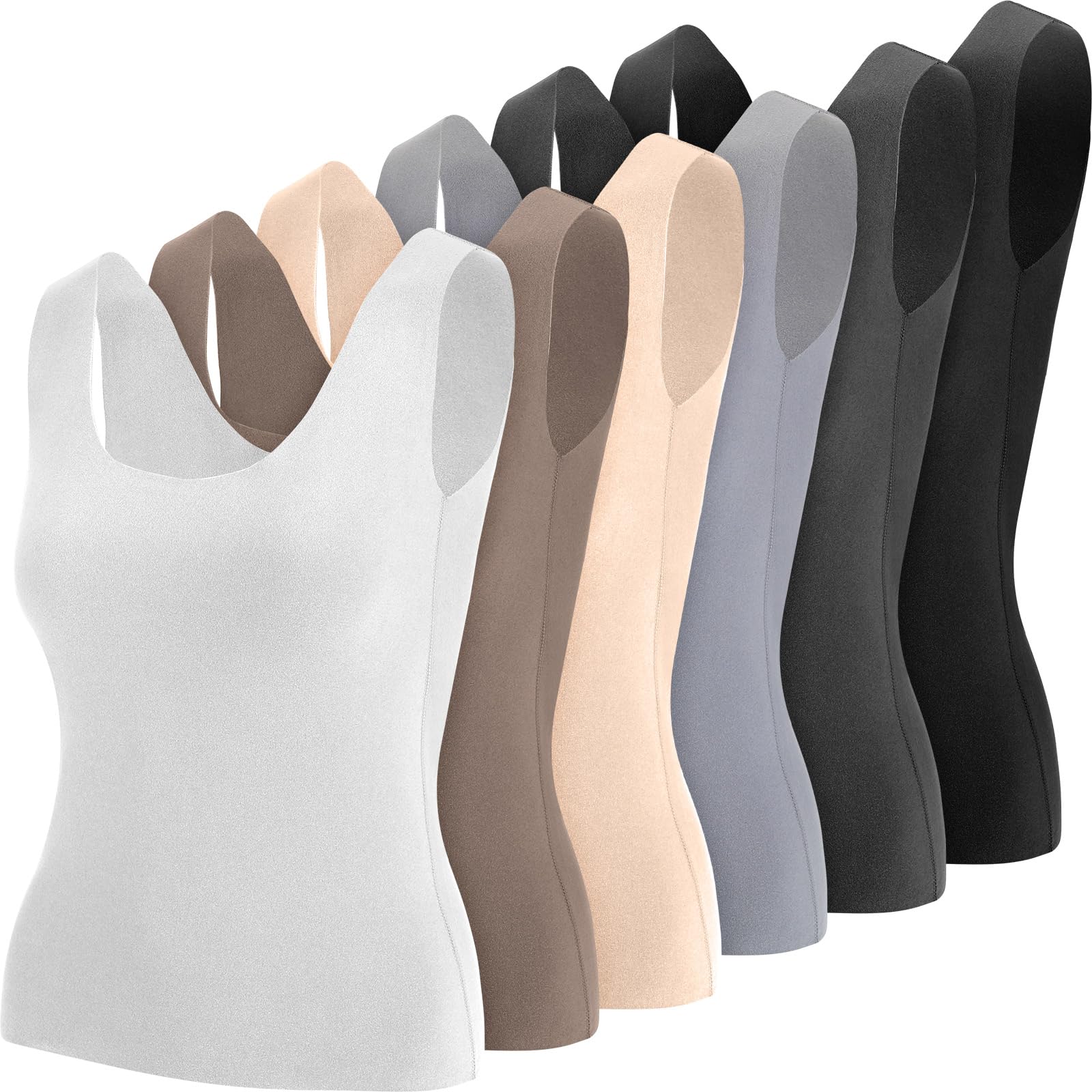 breathffy 6 Pcs Thermal Tank Tops Women Underwear Tops Sleeveless Undershirt Cotton Camisole Warm Base Layer for Women-picture-37