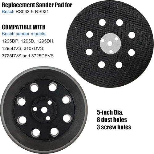 Miniatura 2 de Almohadilla de repuesto de gancho y bucle de 5 pulgadas para Bosch RS032 y RS031 - Funciona con los modelos Bosch Sander 1295DP, 1295D, 1295DH,