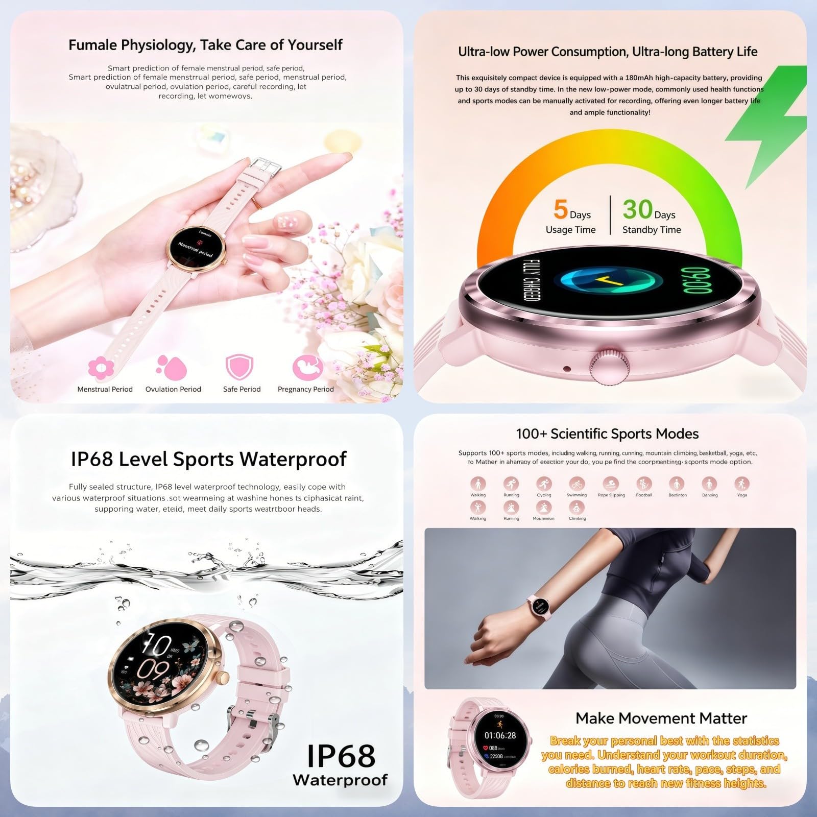 Reloj Inteligente,Reloj Deportivo,Reloj Deportivo con Monitor De Frecuencia Cardíaca,Sueño Y Spo2,Resistente Al Agua IP68,Pantalla Táctil HD,Más De 100 Deportes,para Android E iOS