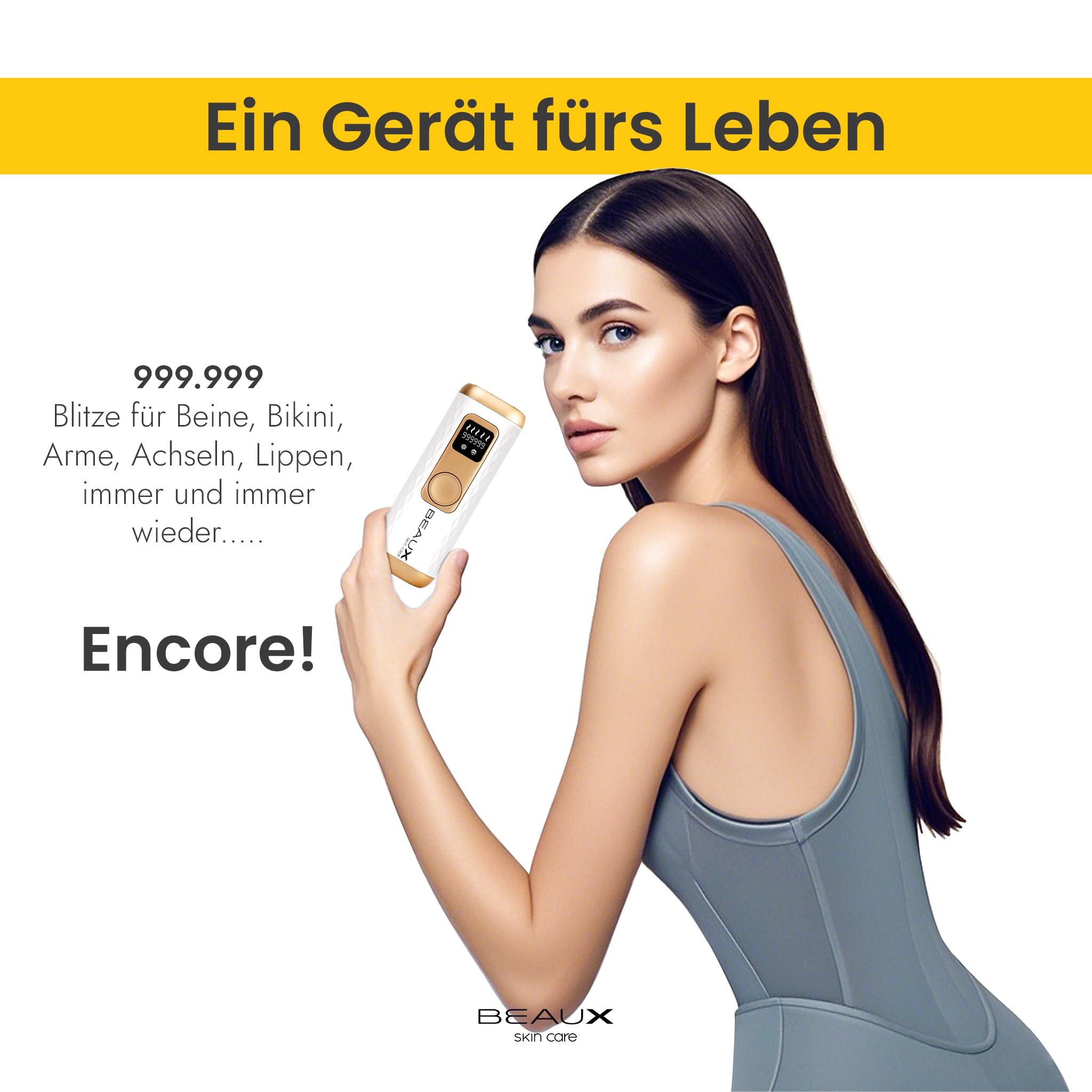"Flash" IPL Laser Haarentfernung mit Kühlung von I.C.E. + 5 Leistungsstufen für empfindliche Bikinizone, Beine, Wangen, Lippen, Achseln. Frauen, Männer
