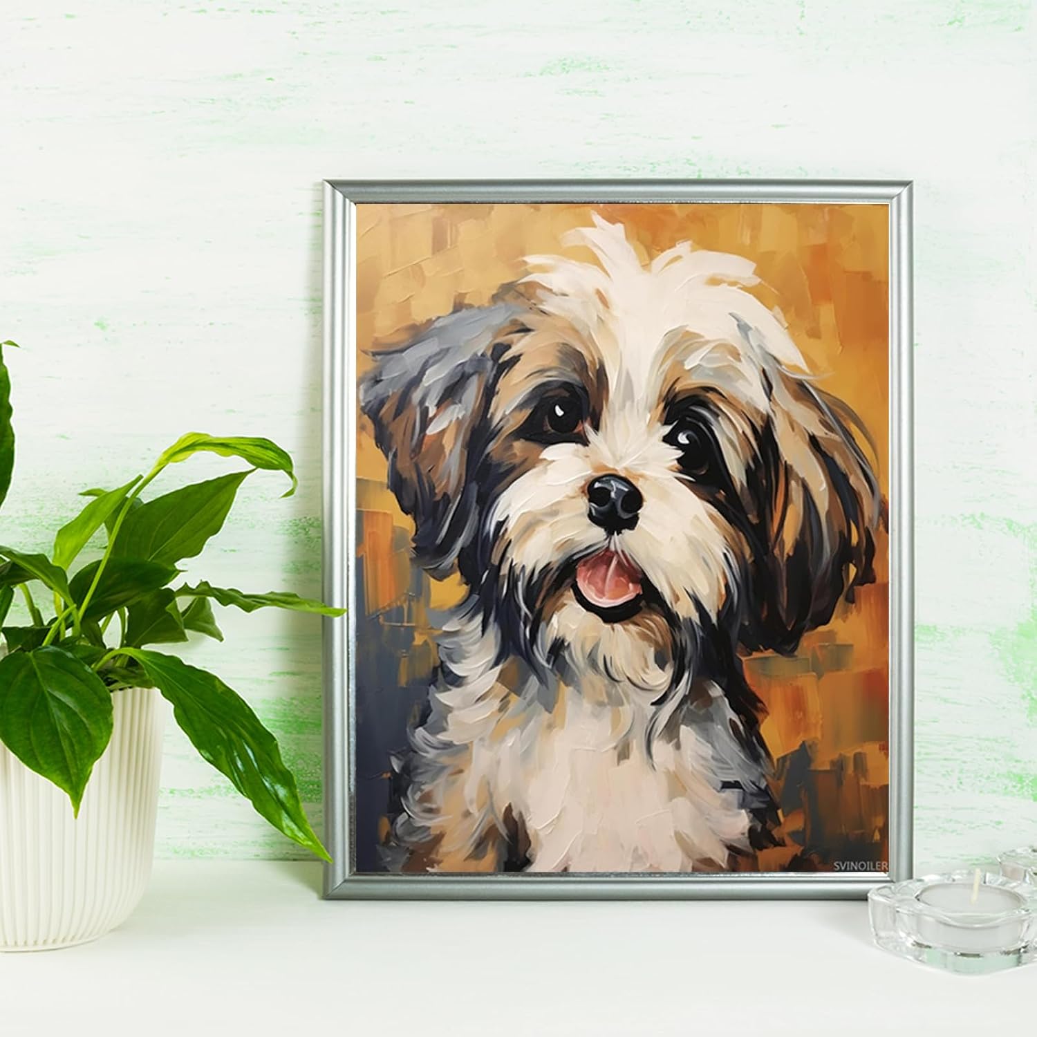 SVINOILER Paint by Numbers for Beginner, Cute Animal Shih Tzu Pet Dog, DIY Acrylic Painting Kits Hobbies for Adult Crafts Women on Canvas Oil, 40x50cm image 2