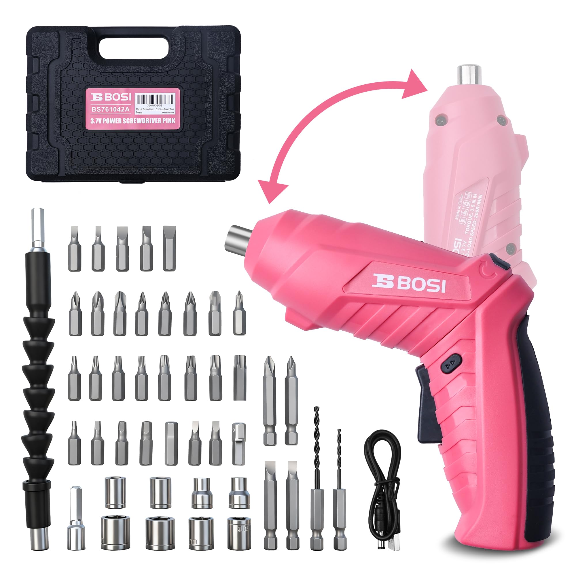 3 7V Cordless Power Electric Screwdriver Rechargeable Set Battery Powered Screwdriver Kit Including 33PCS Bits Pivoting Handle Built-in