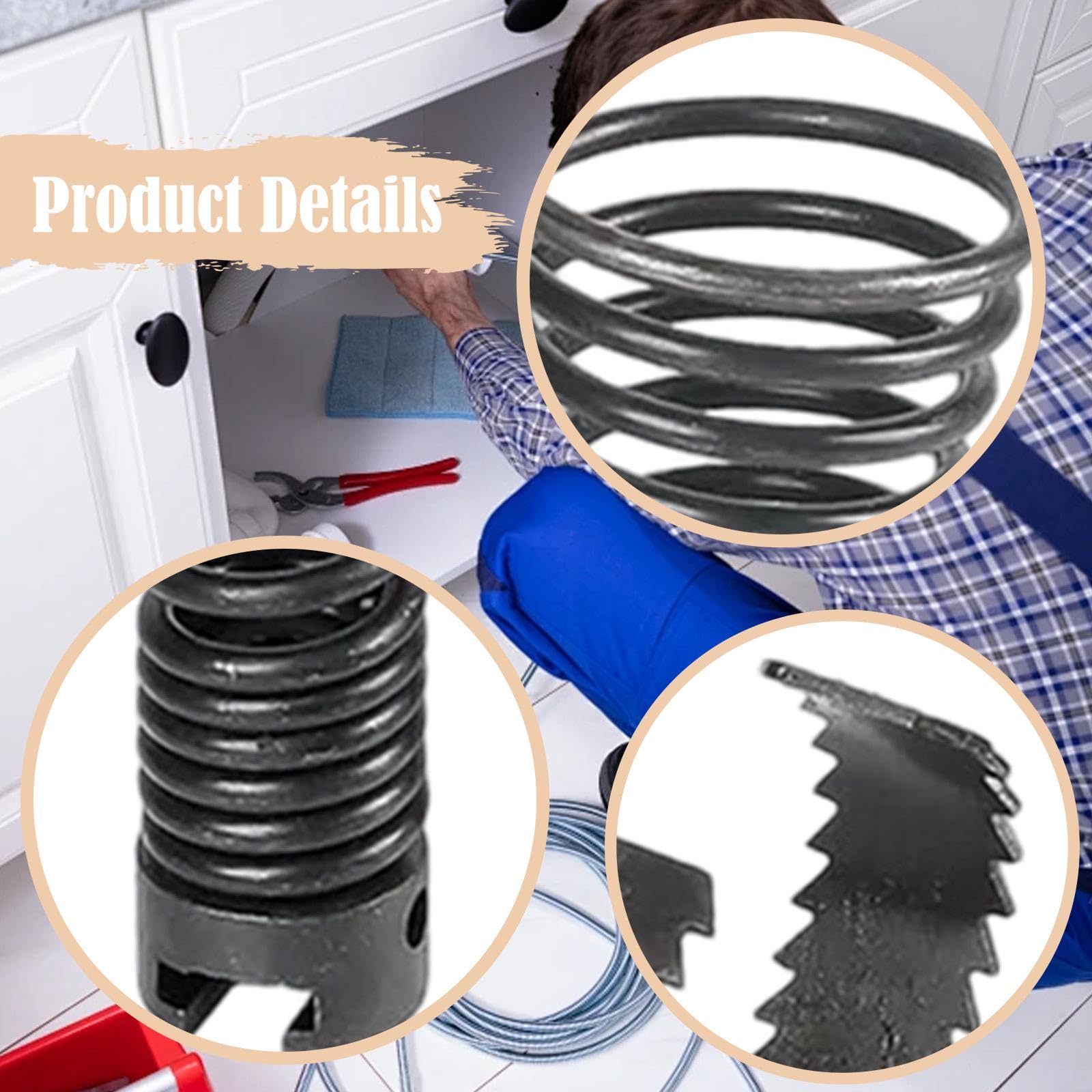 predolo Juego de 7 accesorios para limpieza de desagües, herramientas de limpieza ligeras, resistentes y para tuberías de desagüe eléctricas,