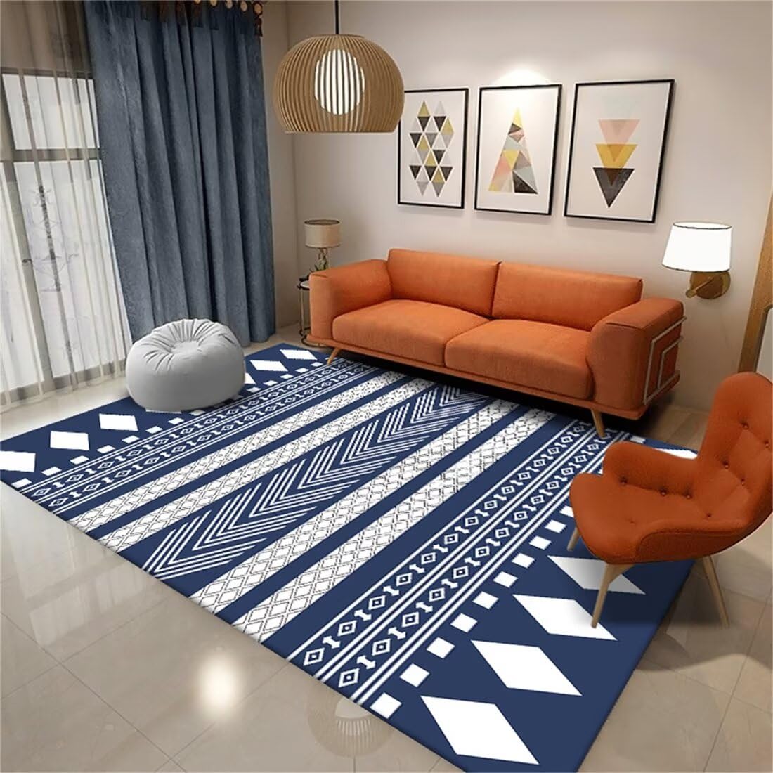 Tapis de jeux bébé gris-bleu 90x200cm pour chambre d'enfant