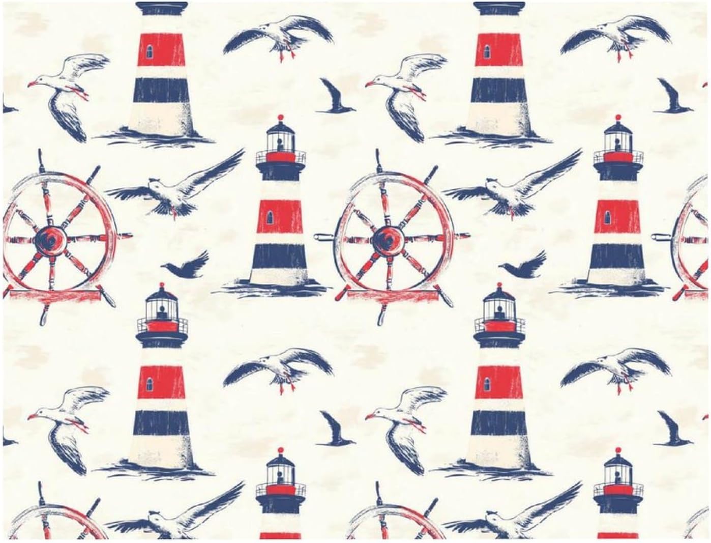 Seagulls Lighthouse Sailing Boat Rudder Printed Diamond 5D Painting Kits DIY Full Drill Crafts for Home Wall Decor 16x20 Inch Yellow Wood 50 * 40cm