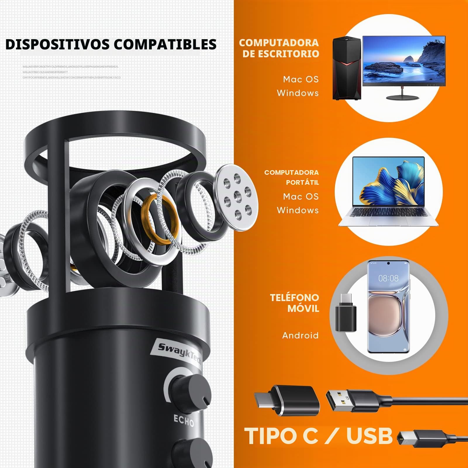 MicróFono de Estudio Con Escudo Aislante, Filtro Antipop y Soporte de TríPode de Metal, MicróFono de Estudio Para PC, Laptop y Smartphone, MicróFono Para GrabacióN de MúSica, Canto y Podcasts