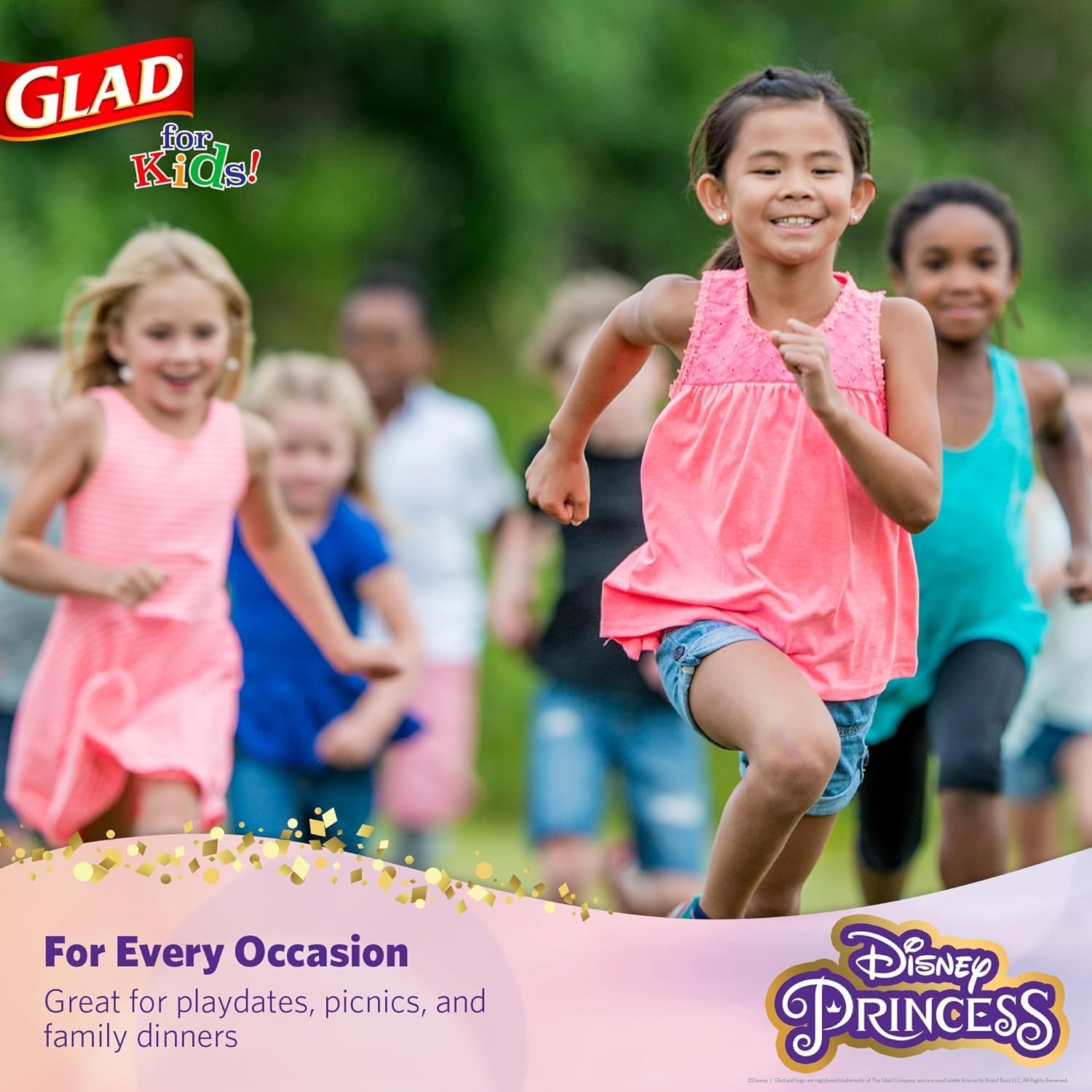 Glad for Kids Disney Princess Disposable Paper Plates, Floral Frames - Heavy Duty, Soak Proof, Microwavable, Kid-Friendly Snack Plates for Everyday Use, 10 Inch, 30 Count - 10 Pack