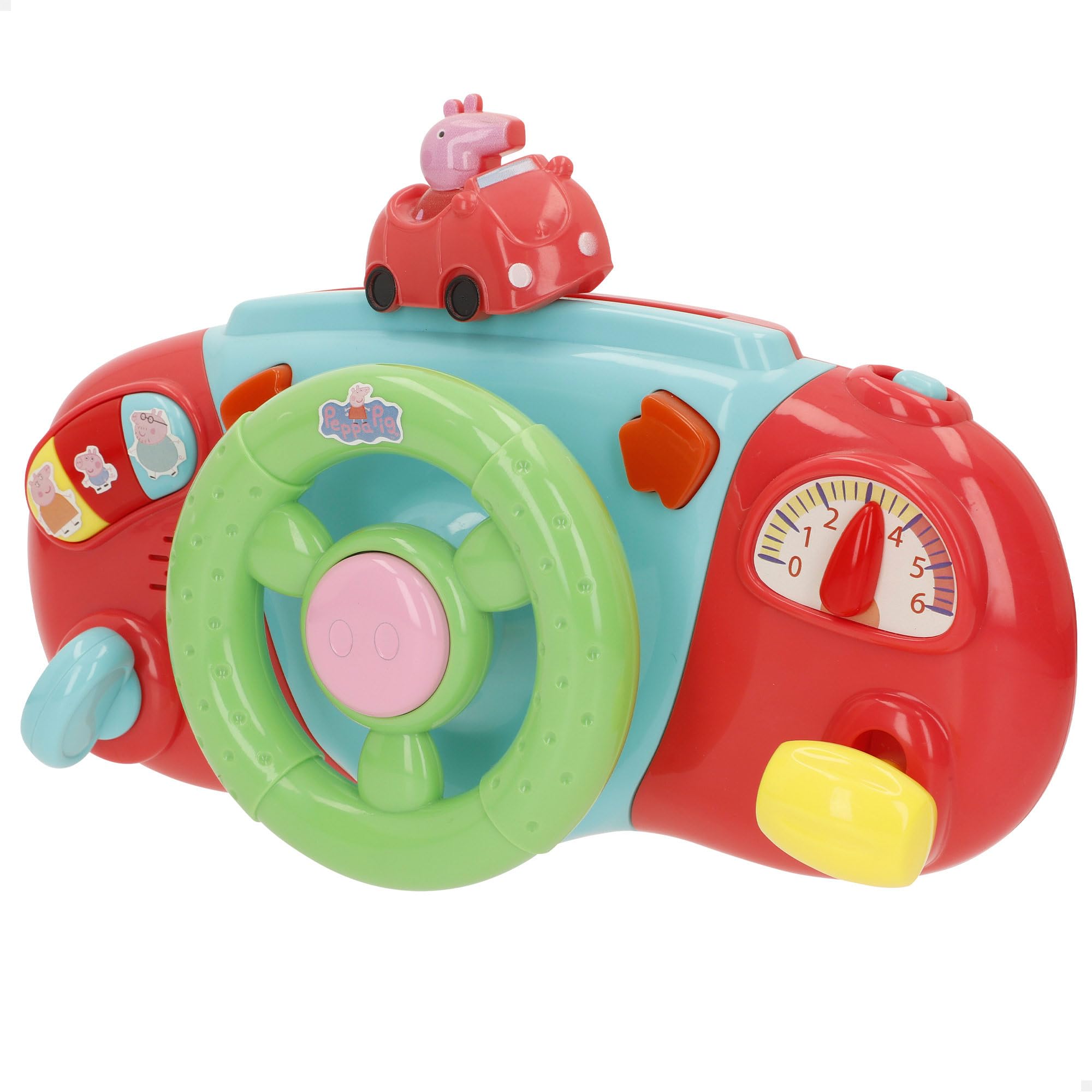 ColorBaby Peppa Pig Lenkrad für Kinderwagen, Ankergriff, buntes Design, Peppa, George und Seine Freunde, interaktive Spiele, Aktivitäten für Kinder ab 6 Monaten (39159)