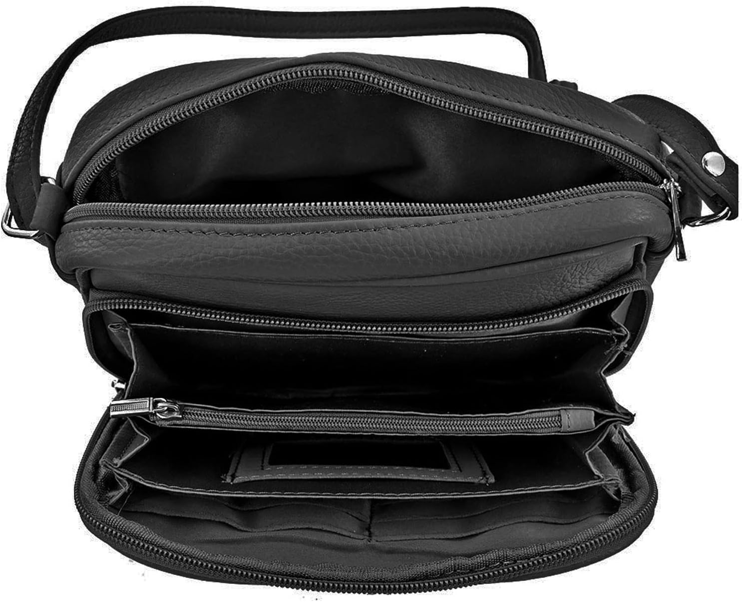 Cowhide Leather Women's Shoulder Purse Small Cross Body Organizer Bag with Many Pockets