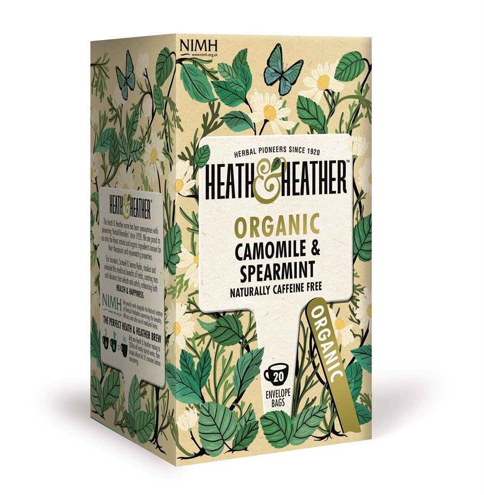Heath & Heather - Organic Camomile & Spearmint Tea • Soothing Herbal Fusion for Calm & Digestive Ease • Caffeine-Free • Vegan • 20 Tea Bags