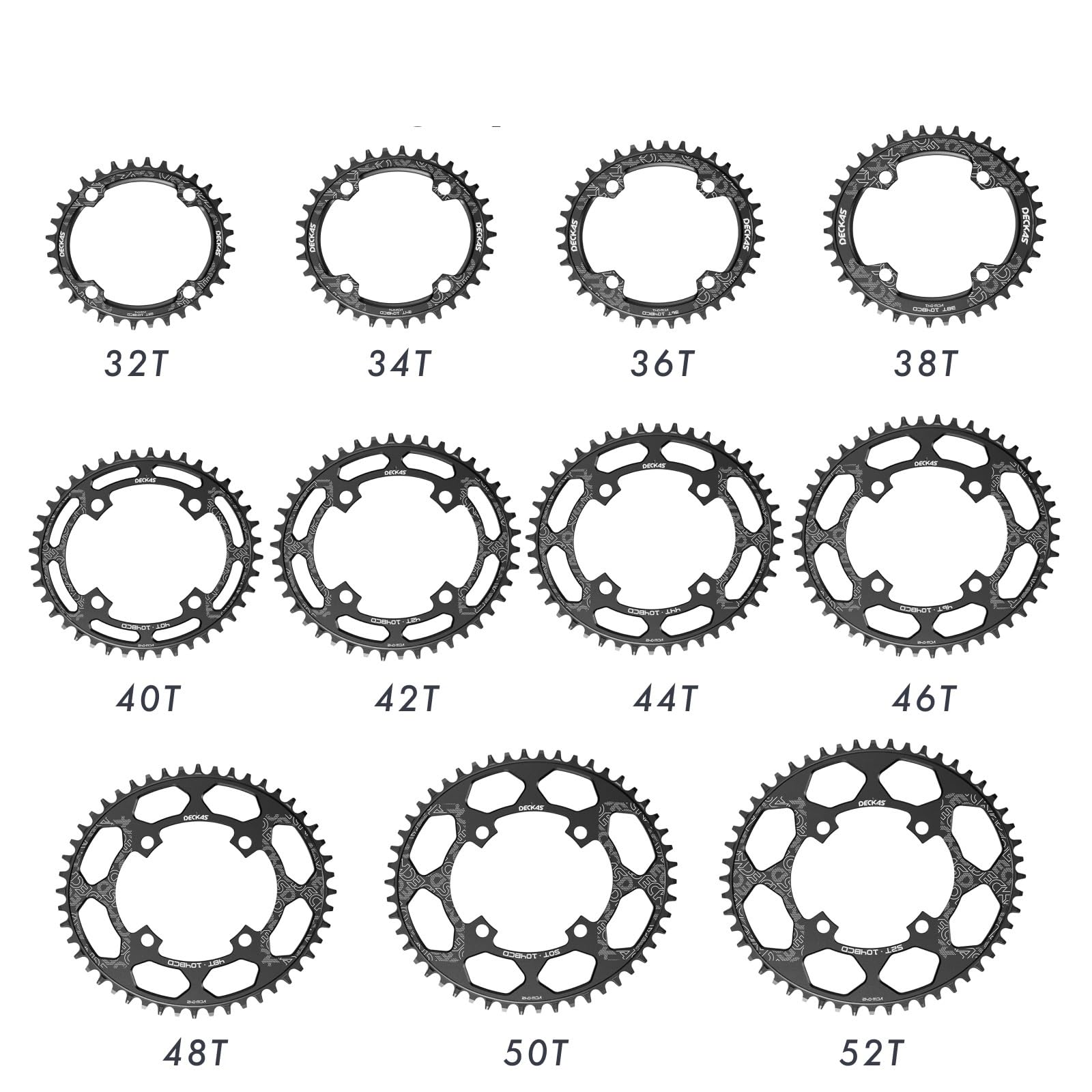 Platos para Bicicletas Plato de Bicicleta Ovalado 104BCD 32T 34T 36T 38T 40 42 44 46 48 50 52 T Dientes MTB Carretera Rueda Cadena montaña 104 Bcd