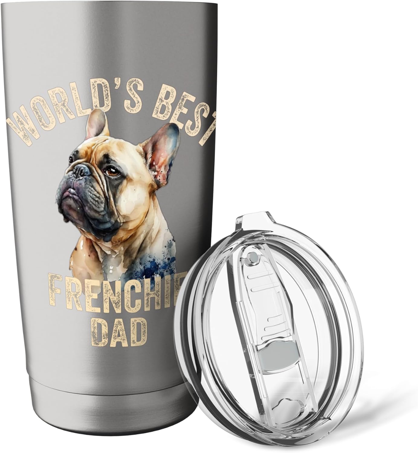 World's Best Frenchie Dad Funny French Bulldog Daddy Stainless Steel Insulated Tumbler image 5