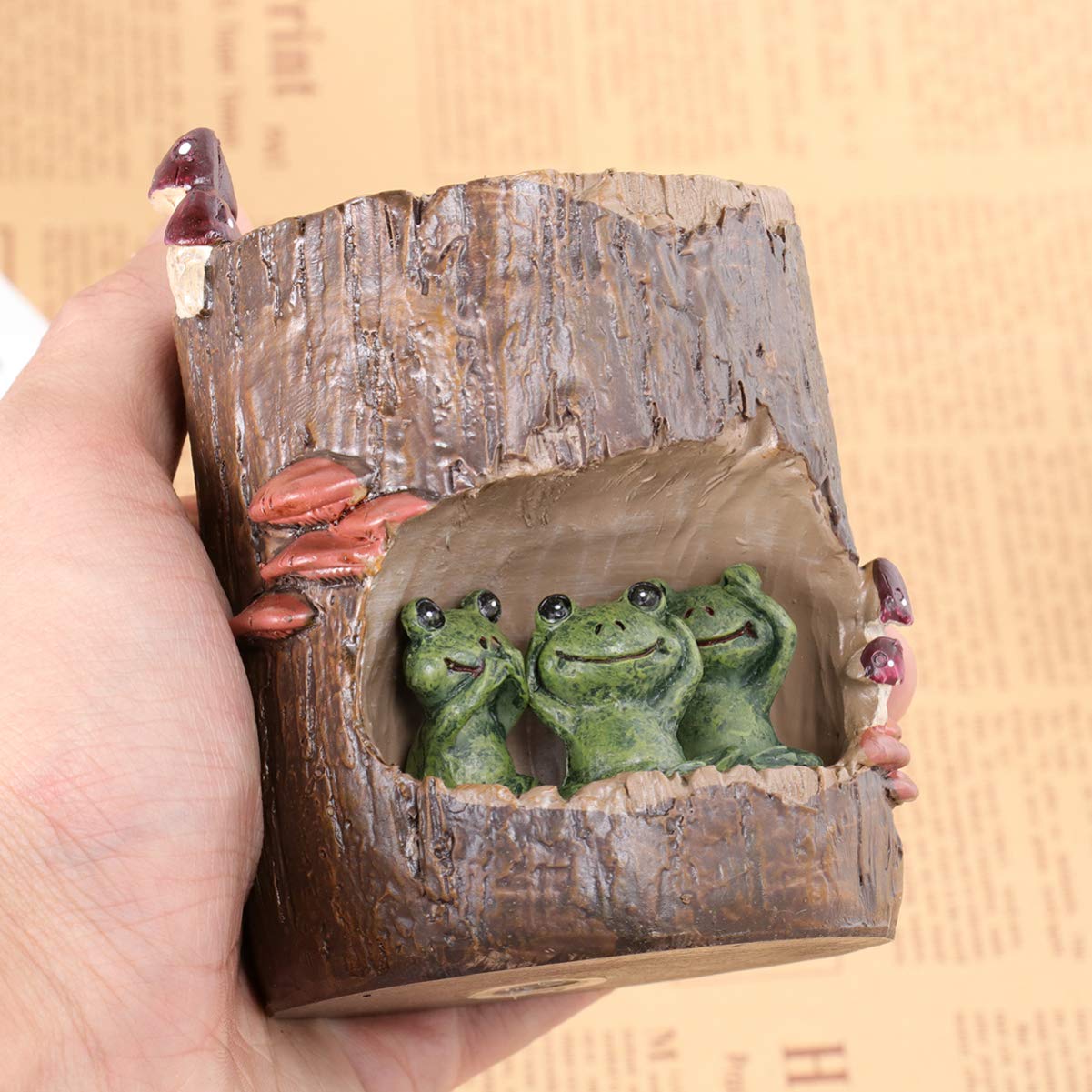 Tinksky Sukkulententopf 'Grüner Frosch' – Aus Harz, 7x7x9 Cm, Mit Drainageloch, Für Büro & Garten