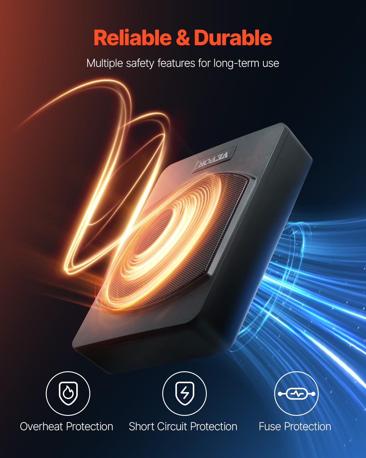 VEVOR Subwoofer auto 240 W 254 mm sottile sotto il sedile con amplificatore integrato