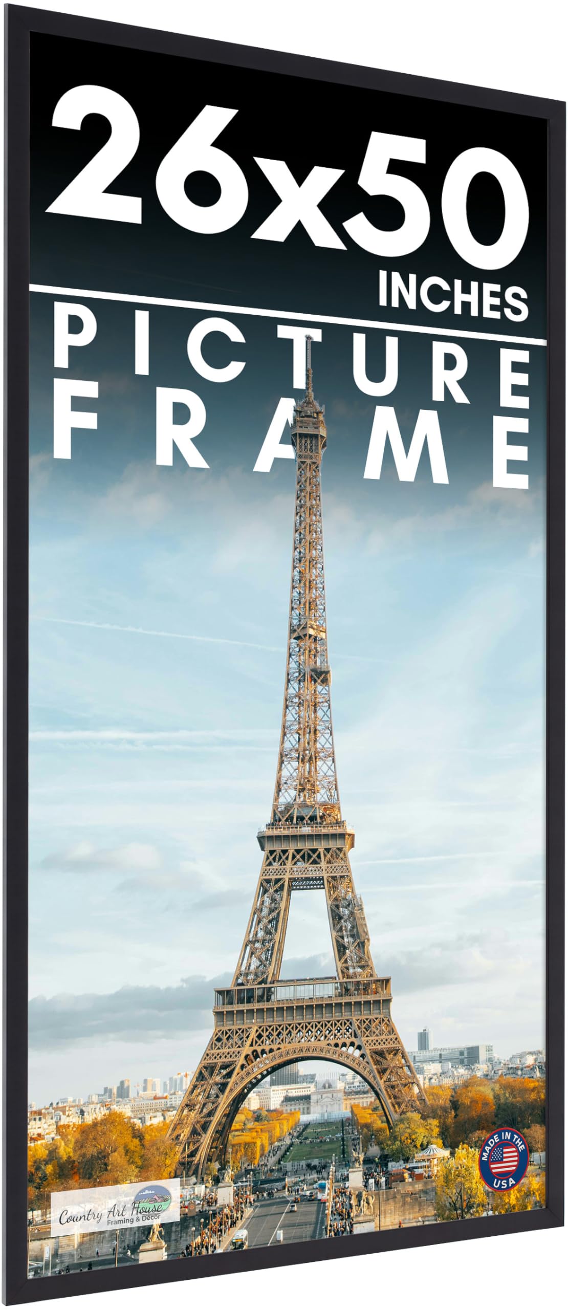 Amazon.com - CountryArtHouse 26x50 Frame Black Solid Pine Wood