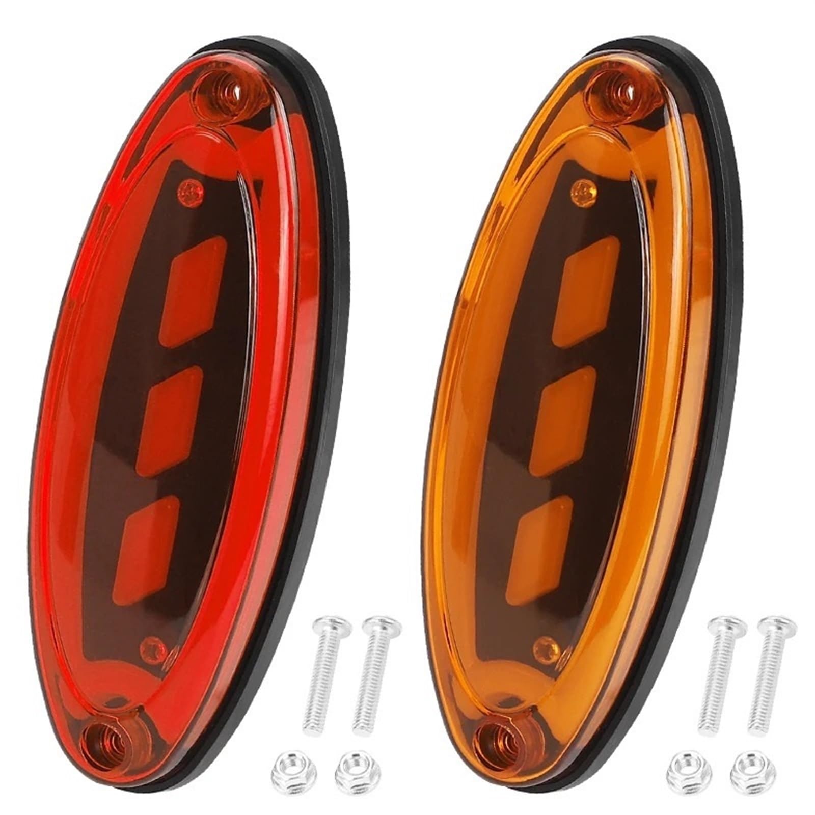 10 Uds. Luces LED de posición lateral ovaladas de 12V-24V for remolque, camiones, caravana, lámpara de liquidación(10pcs Red)