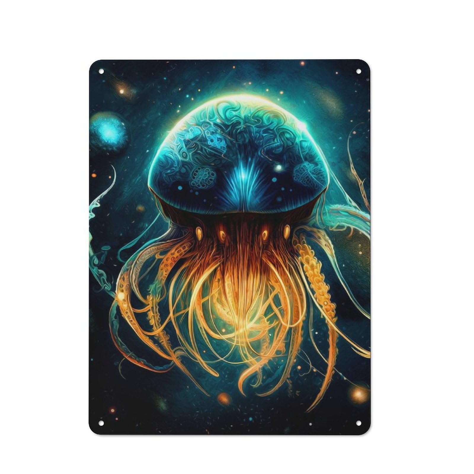 Shed Style Decorative Metal Plaque 40x30cm Featuring Octopus, Porch Wall Decor for Patio Bar, Workshop, Shed Or Kitchen