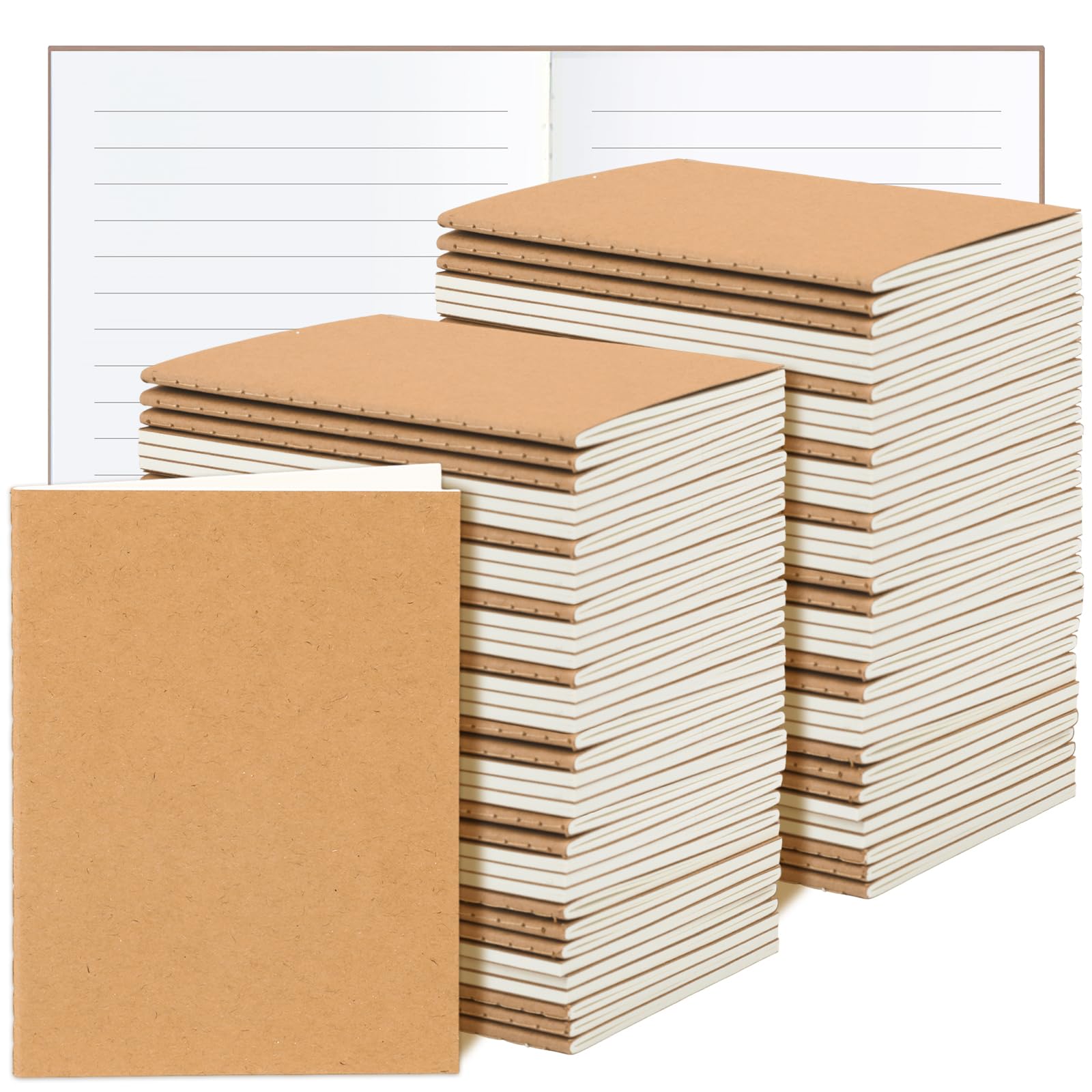 SAYAYA Lot de 48 petits carnets de poche en papier kraft de 10,2 x 15,2 cm avec 60 pages lignées, mini journal de voyage A6, notes, bloc-notes pour cadeaux, étudiants, salle de classe, affaires
