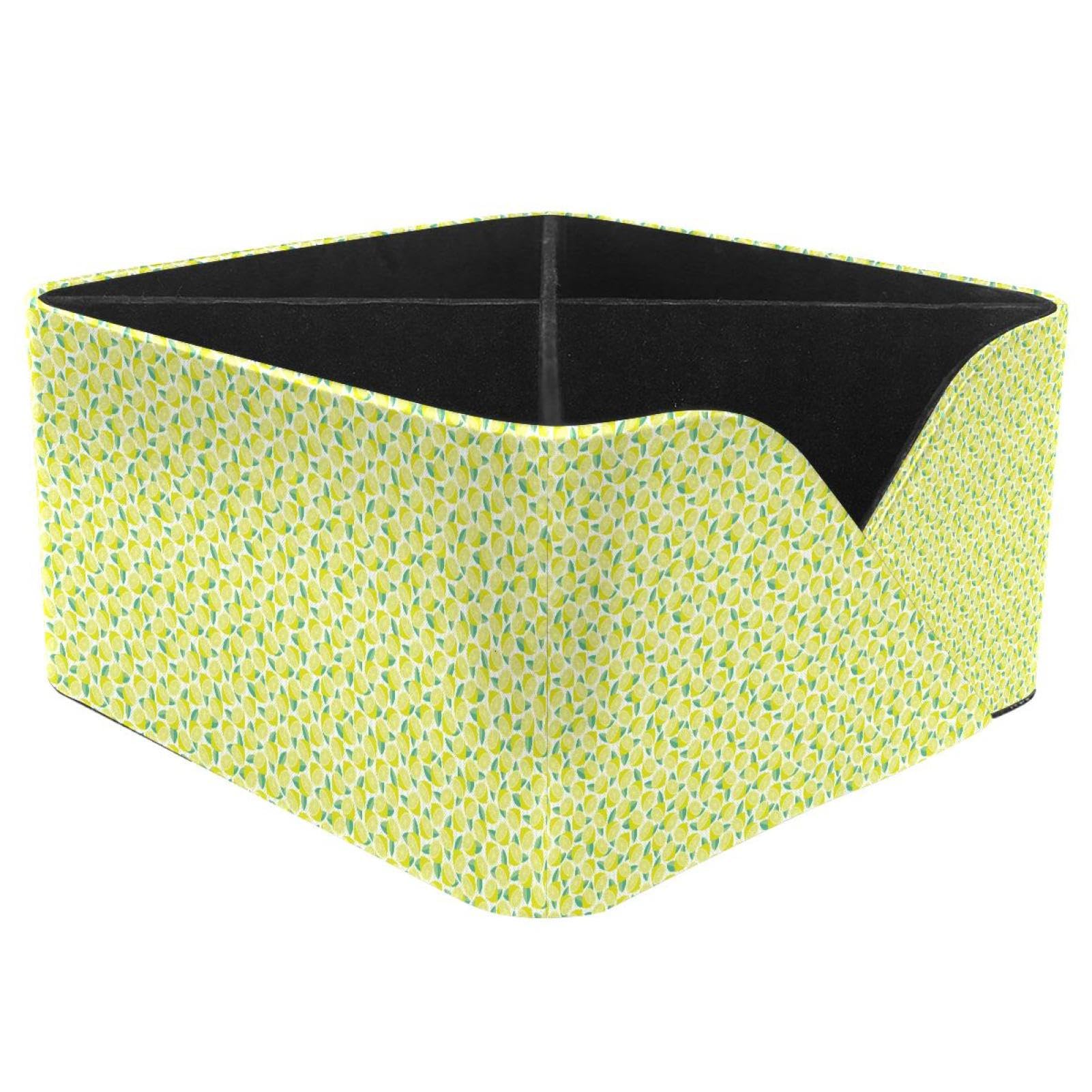 KengjuTesu Lemon Fruit Yellow Pattern Desktop Organizer Pen Holder, Rectangular Pencil Cup for Office, Study and Makeup Stations