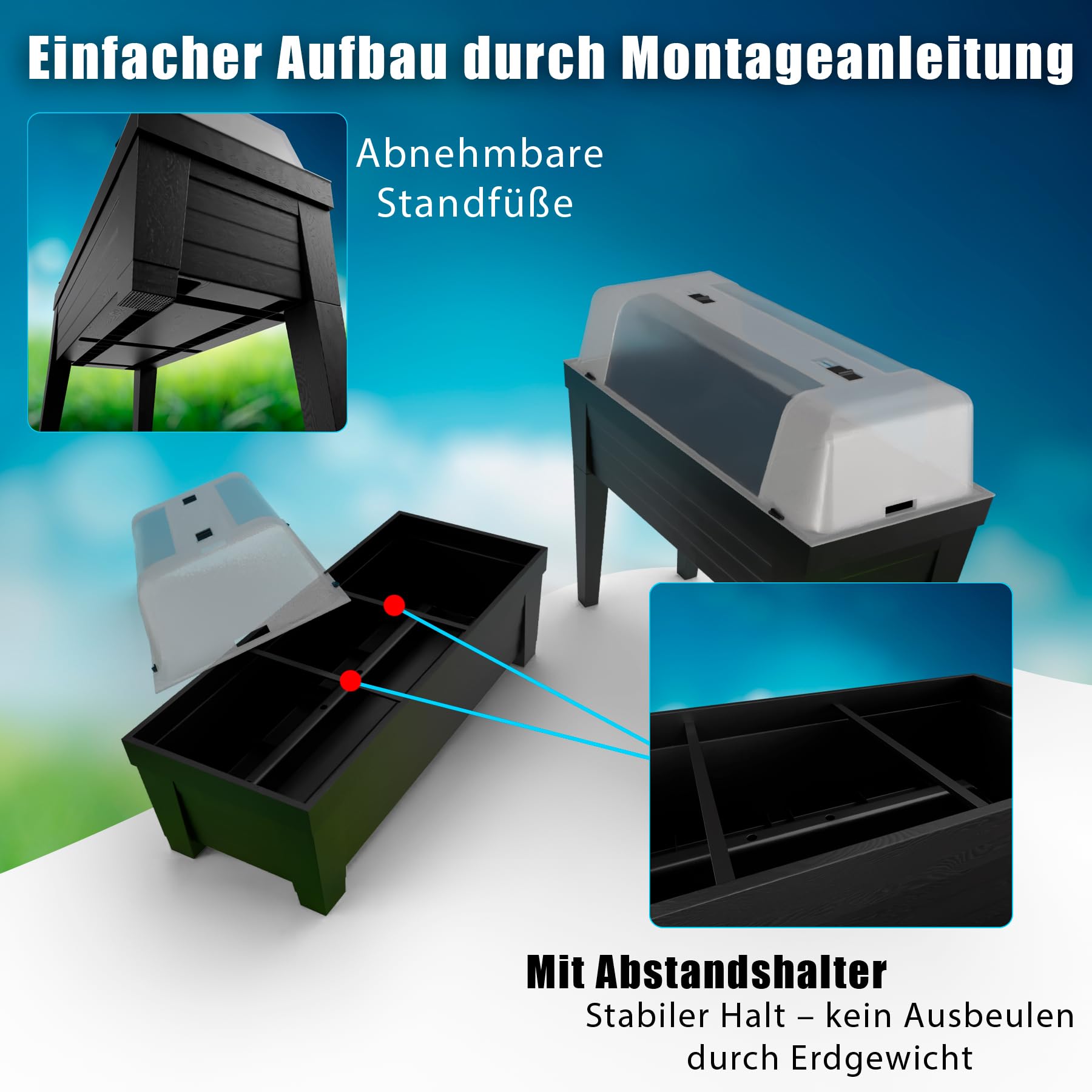 BigDean XXL Hochbett Balkon mit Abdeckung aus robustem Kunststoff