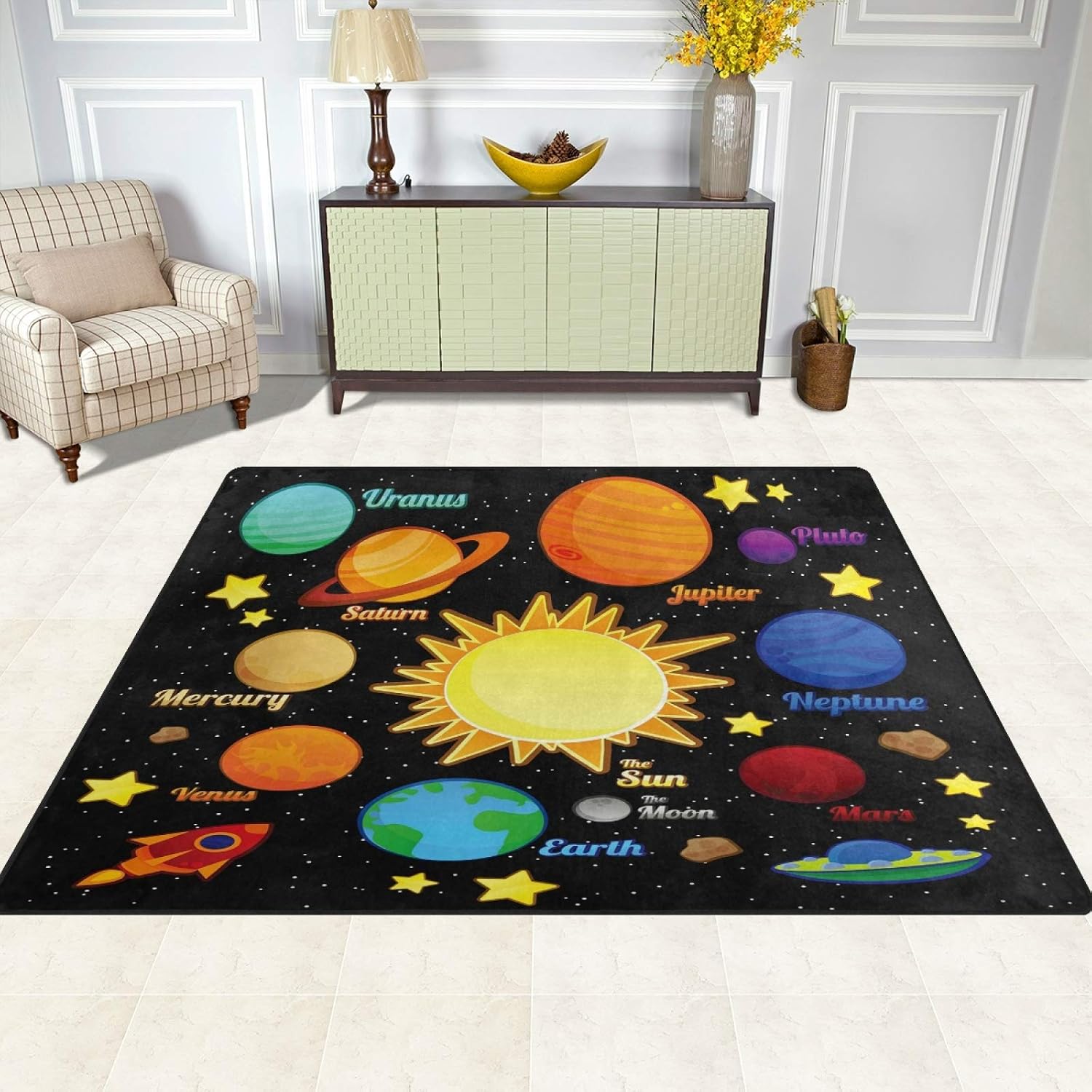 ALAZA Solar System Outer Space Area Rug Rugs for Living Room Bedroom 5'3"x4'