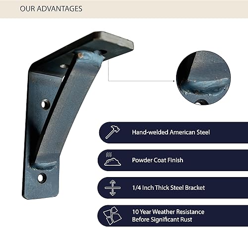 Miniatura 89 de Rustic Red Door Co. Soporte triangular de acero resistente para estante flotante, pequeño decorativo, soporte de estantería de bricolaje