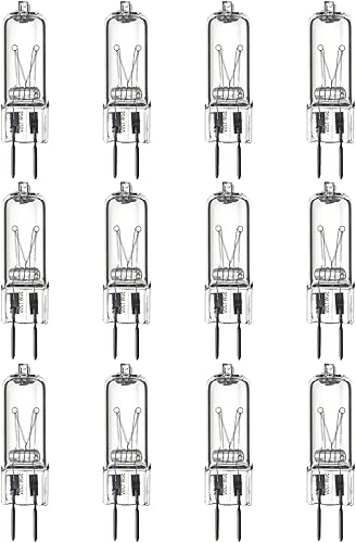 Sunlite Q50CLGY6120V12PK Bombillas halógenas de 50 W 120 V Q50 de una sola cápsula de extremo, acabado transparente, blanco brillante de 3200 K,