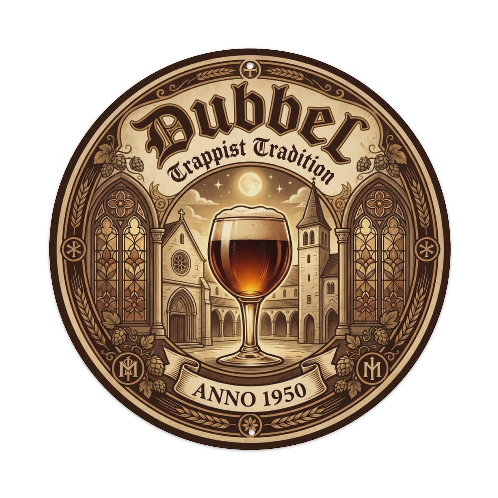 Belgian Dubbel Abbey Ale Beer Hall Retro Farmhouse Brew Metal Tin Sign