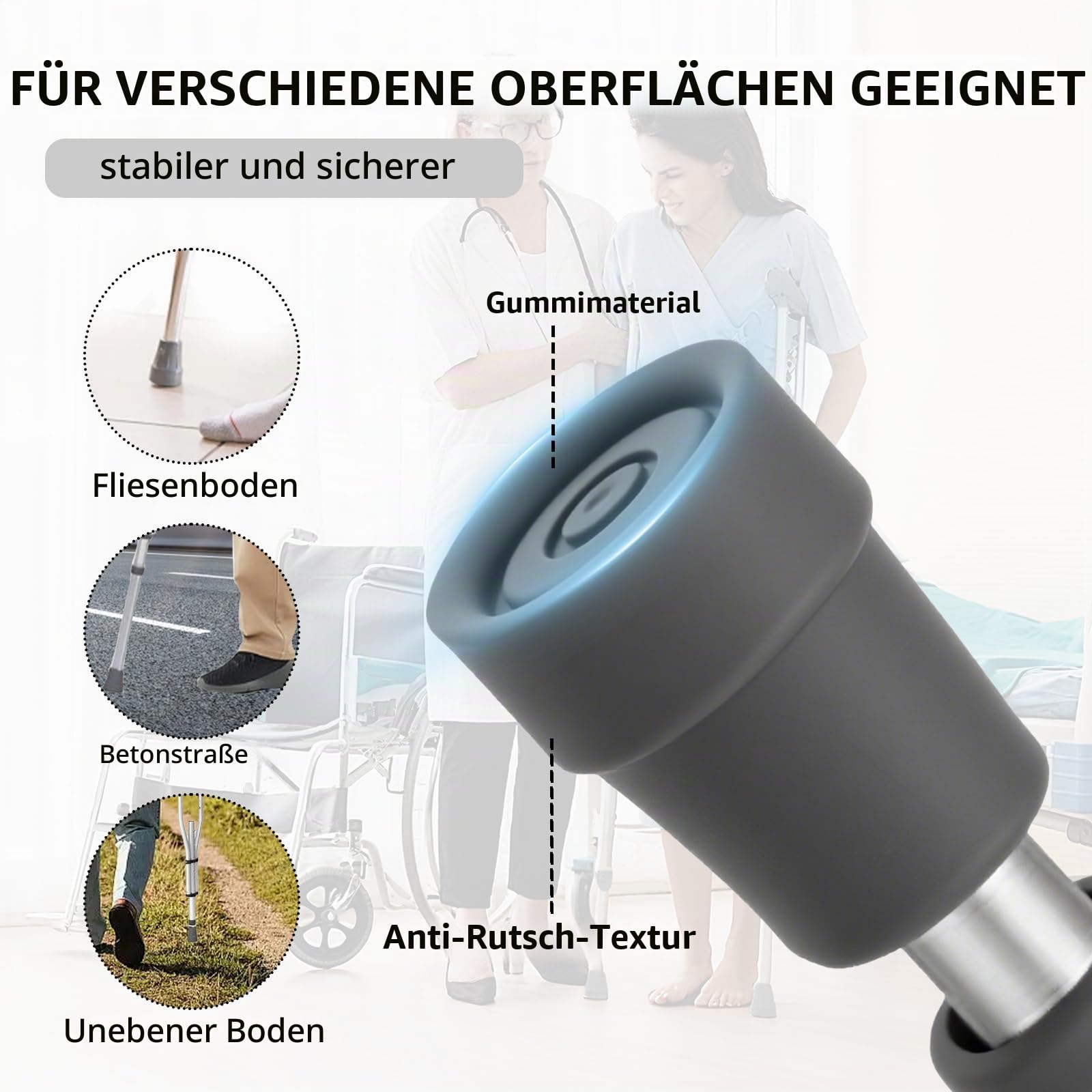 Achselgehstütze, Achselstütze 13 Stufig Höhenverstellbar, 150 KG Belastbar, Aluminiumkrücken mit Weichem Unterarmpolster für Behinderte nach Beinverletzungen Operationen, 1 Paar
