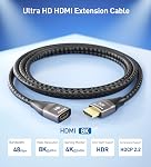 Cable Matters 48Gbps Ultra HD 8K HDMI Prolongation Cable 3.3 ft / 1m (HDMI Cable d'extension mâle à femelle / HDMI Extender Cable) avec 8K @120Hz, 4K @240Hz et HDR Soutien en noir