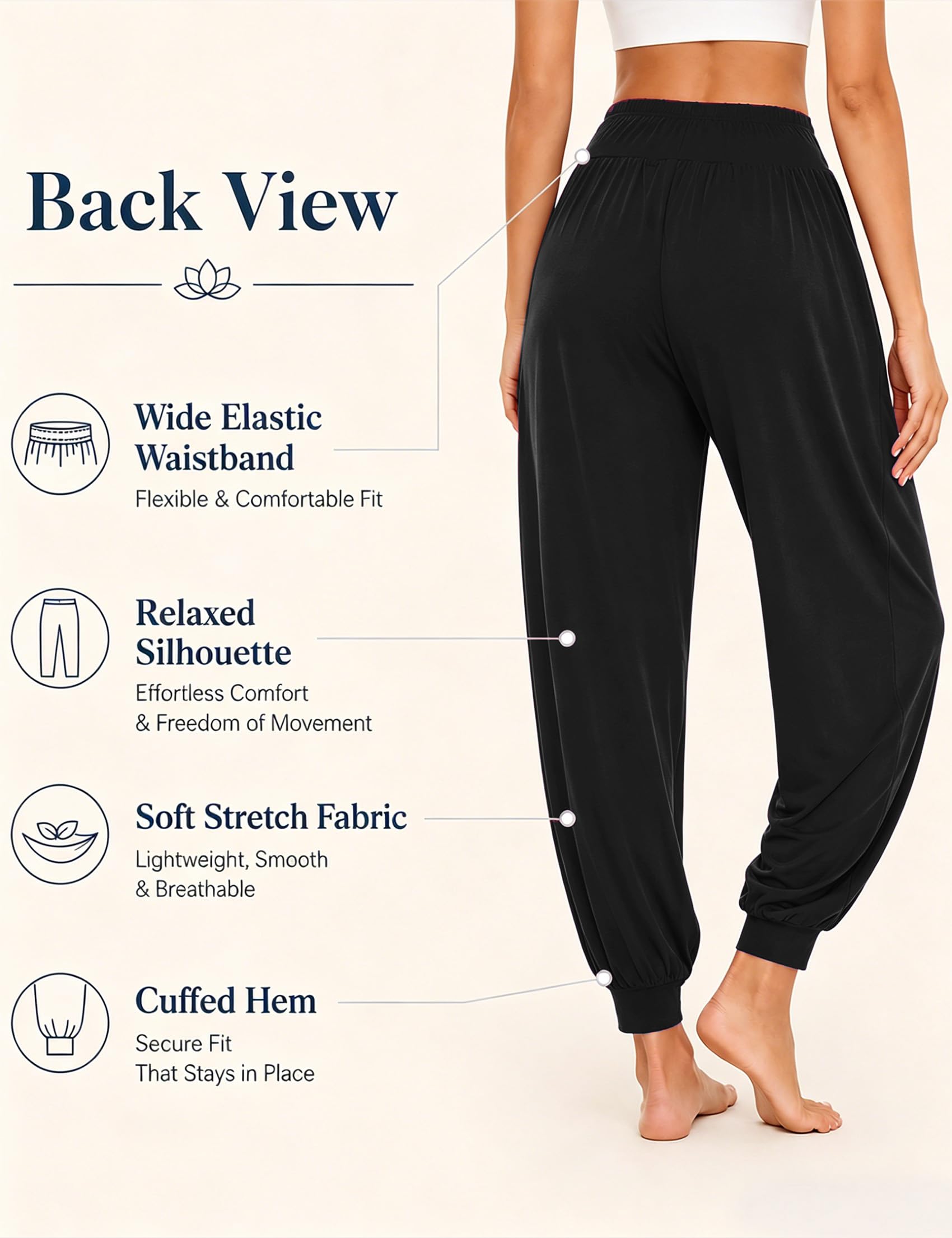 Terecey Yogahose Damen Lang Haremshose Sommer Leicht Pumphose Ballonhose Pluderhose Locker Freizeithose Jogginghose Yoga Hose mit Taschen S-XXL