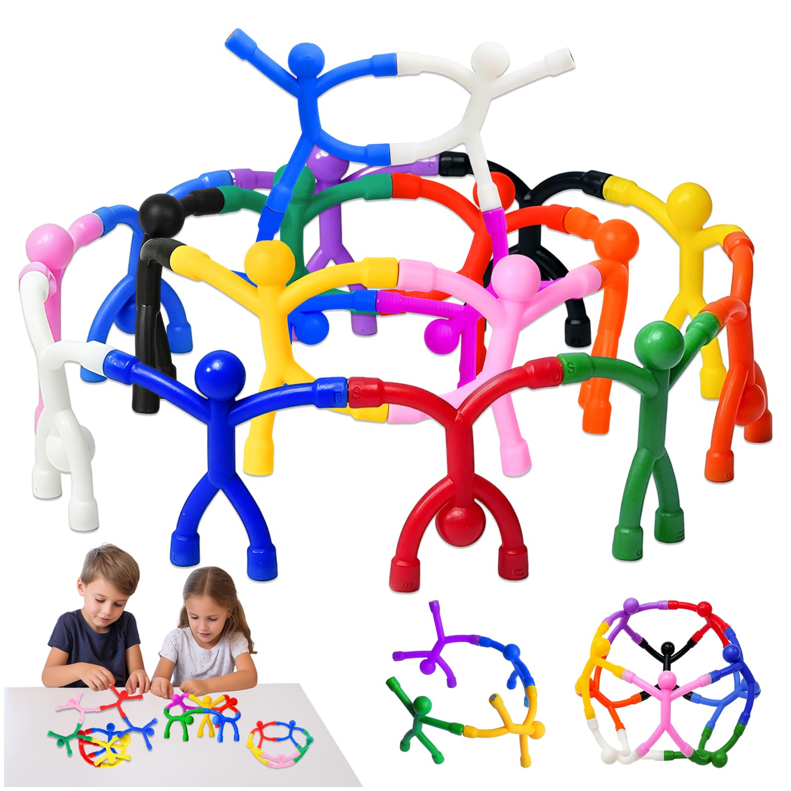 TOGETDREAM 20 Pack Magnetic Fidget Toys for Kids, Multipurpose Magnetic Men Travel Toys Set for Travel, Refrigerator, Desk, School, Colorful Magnetic People Sensory Toys Gifts for Boys Girls