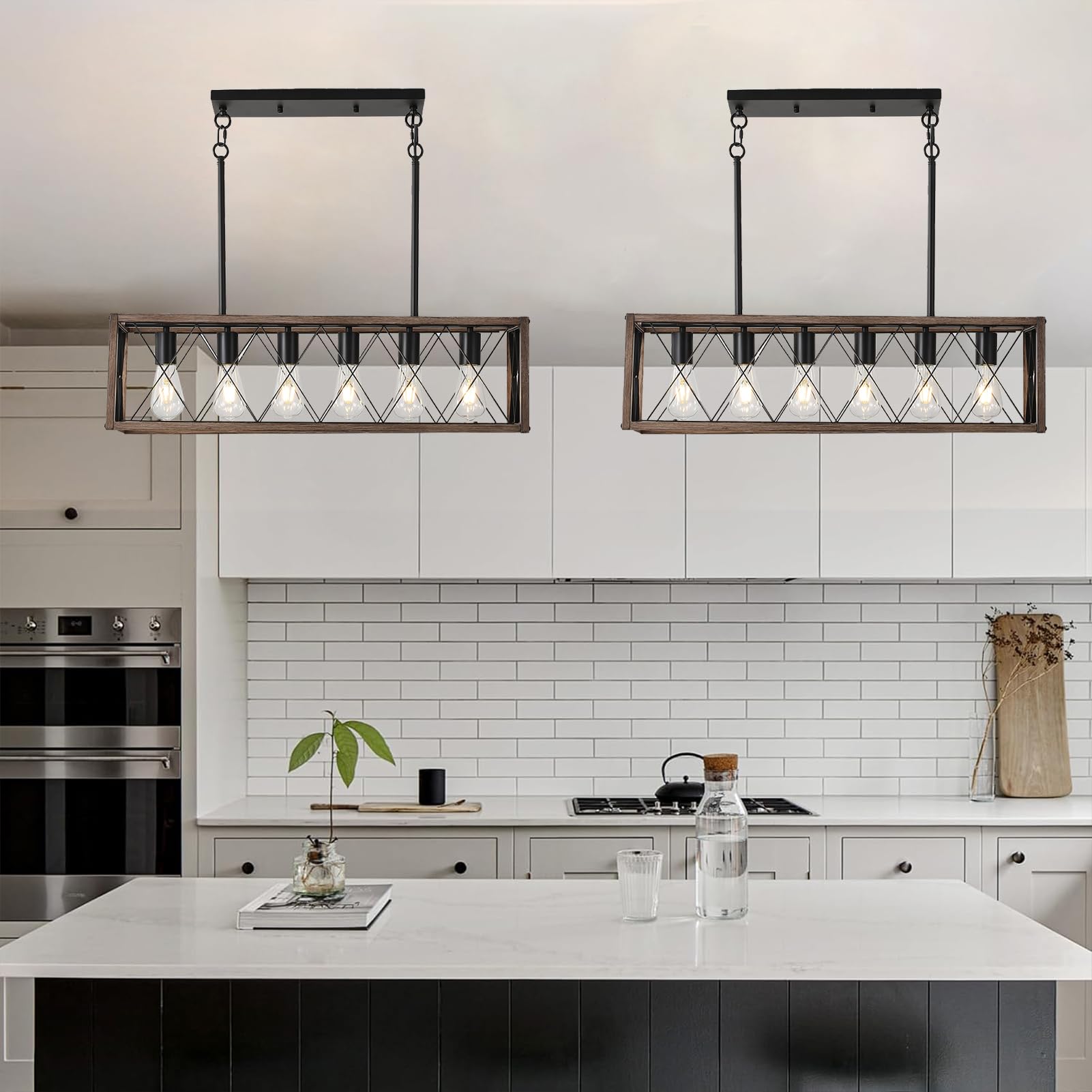 MUEOF Farmhouse Kitchen Island Lighting,6-Light Dining Room