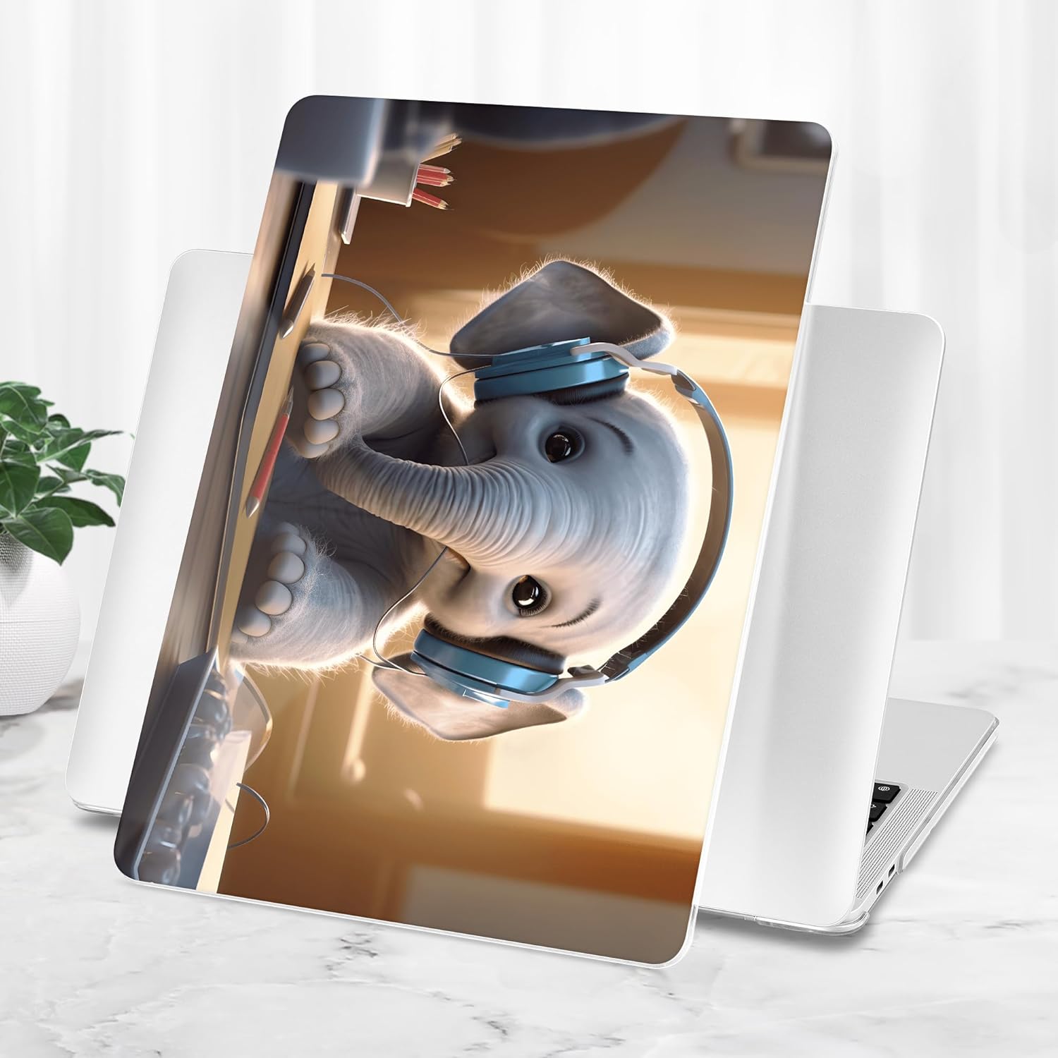 Tuiklol for MacBook Pro 16 inch Case (2020 2019 Release) Model A2141, Hard Shell Case for Keyboard Cover& OTG & Camera Cover with Retina Display and Touch Bar Fits Touch ID,Cute Eleplant - Image 5