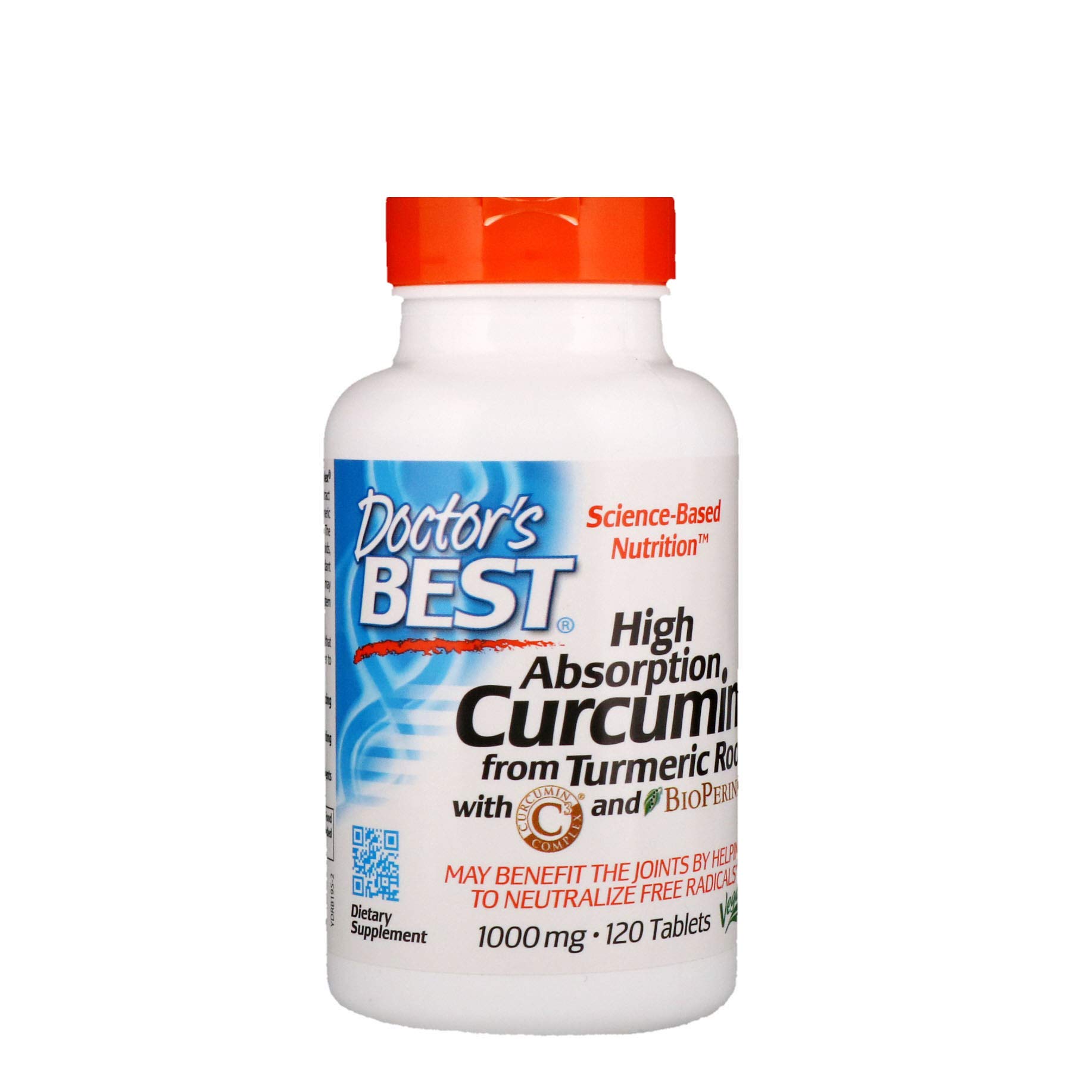 Doctor's BestCurcumin From Turmeric Root with C3 Complex & BioPerine, Non-GMO, Gluten Free, Soy Free, 1000 mg, 120 Tablets