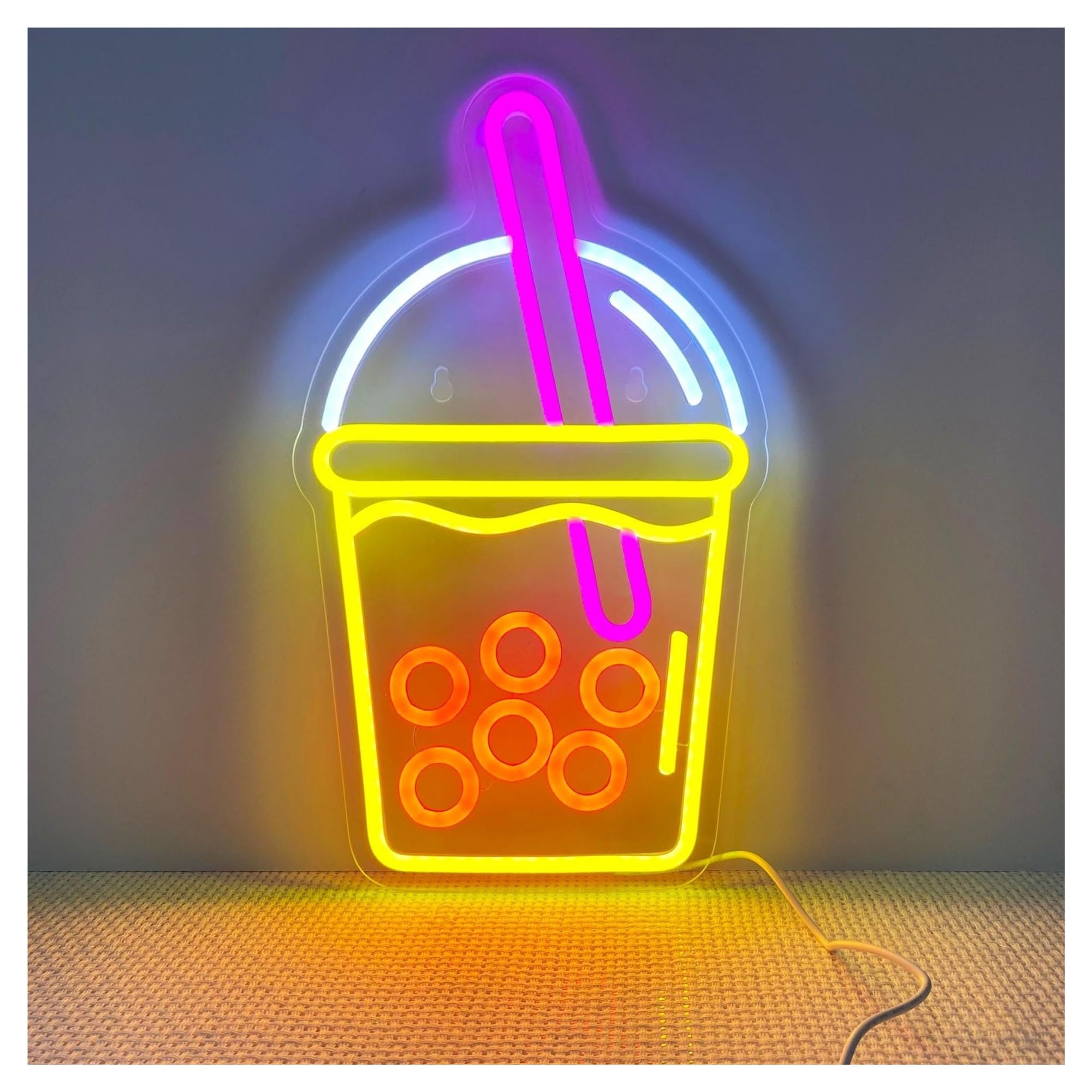 RONGCH Hanging Art Neon Signs Bubble Tea Neon Sign, Suitable for Cafe Bar Wall Decor with Brightness Adjustable 23cmx40cm