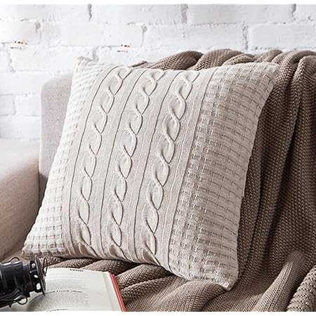 white cable knit throw pillows