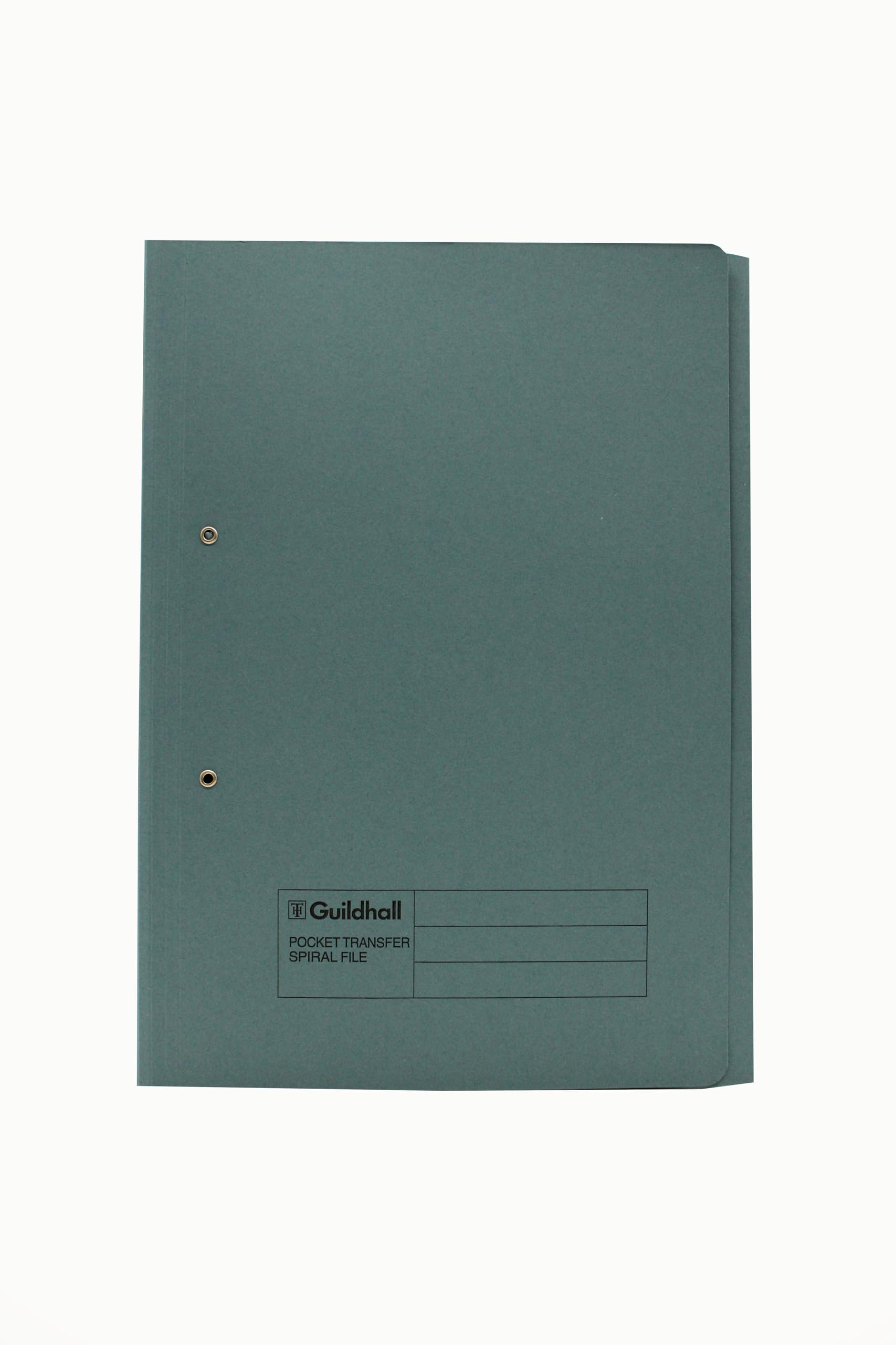 Exacompta - Ref 211/9060Z - Guildhall - Pocket Spiral File, 325 x 357mm, 315gsm Heavyweight Manilla, A4 & Foolscap, Right Hand Pocket, Blue Angel Certified - Blue, Pack of 25